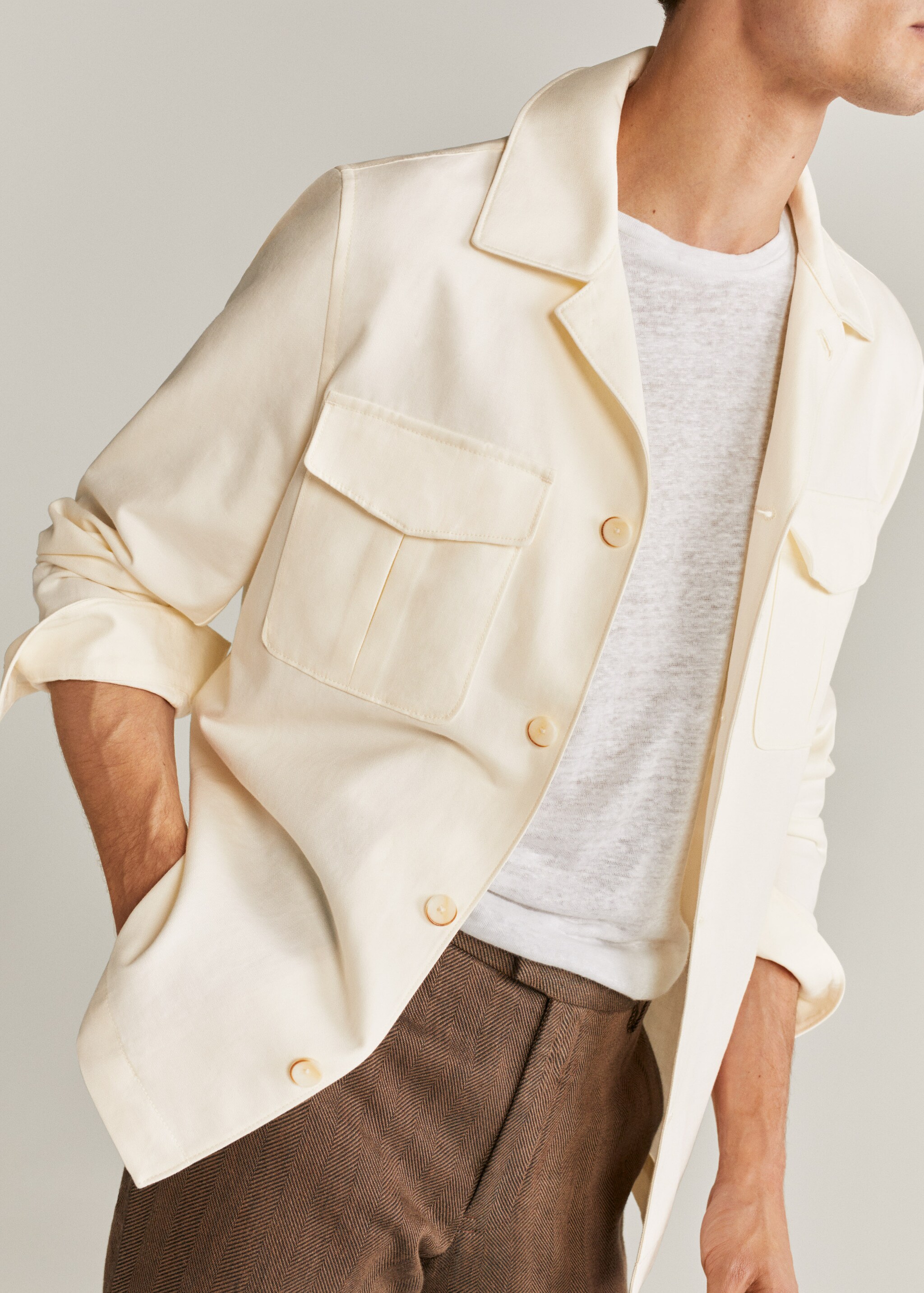 Chaqueta algodón lino bolsillos - Detalle del artículo 1