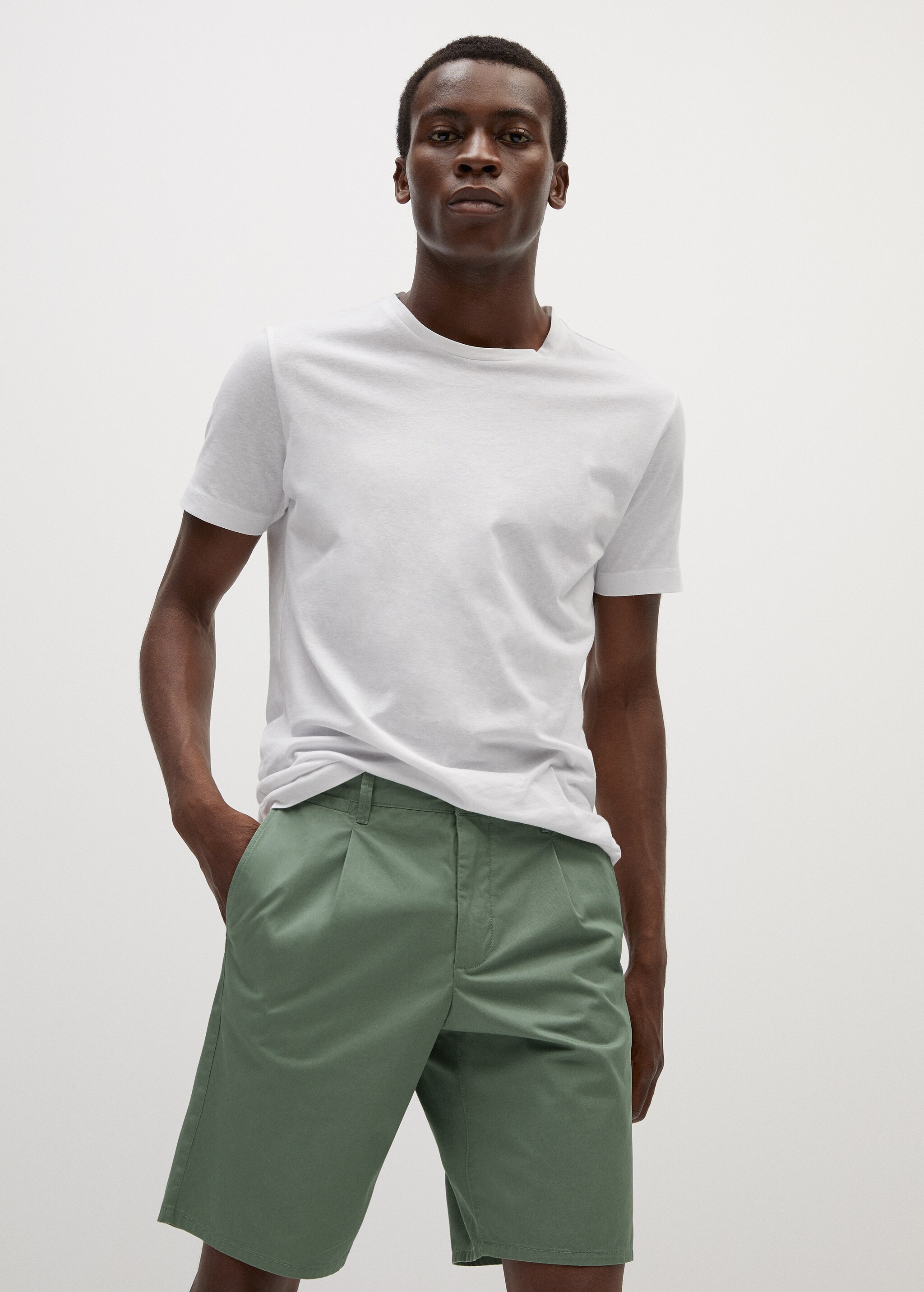 Bermudas algodón pinzas - Plano medio