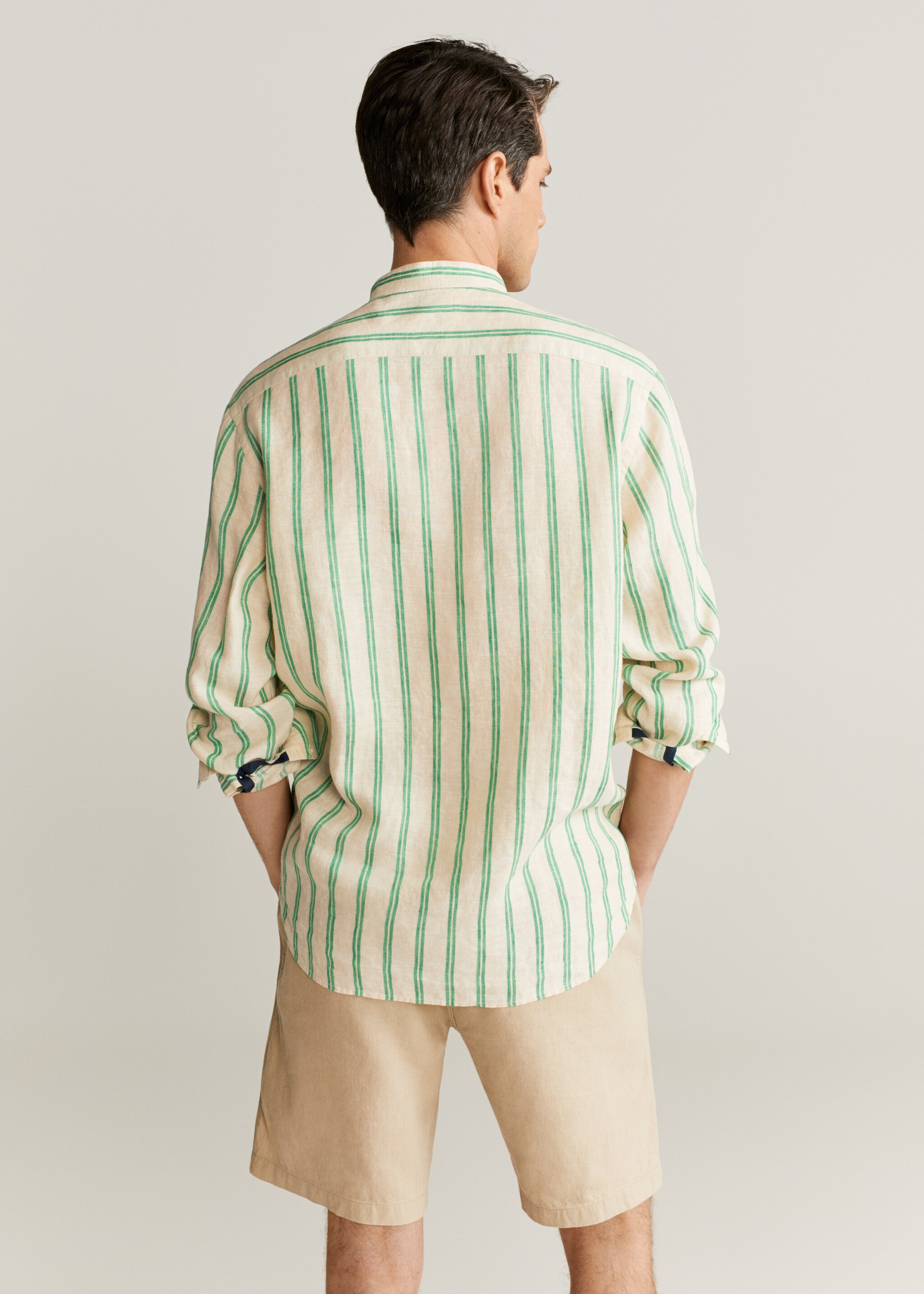 Camisa regular fit 100% lino rayas - Reverso del artículo