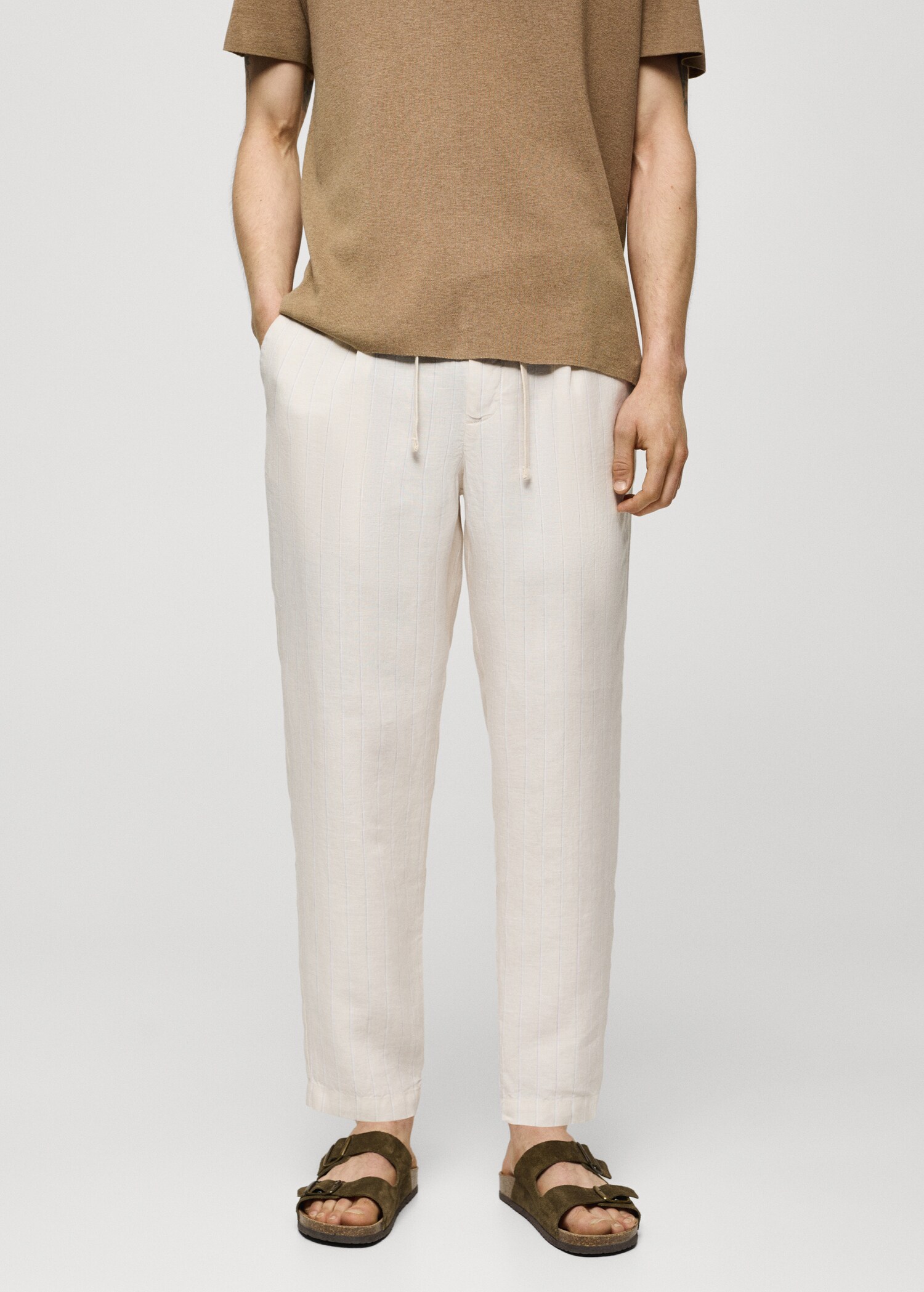 100% linen striped pants with drawstring - Medium plane