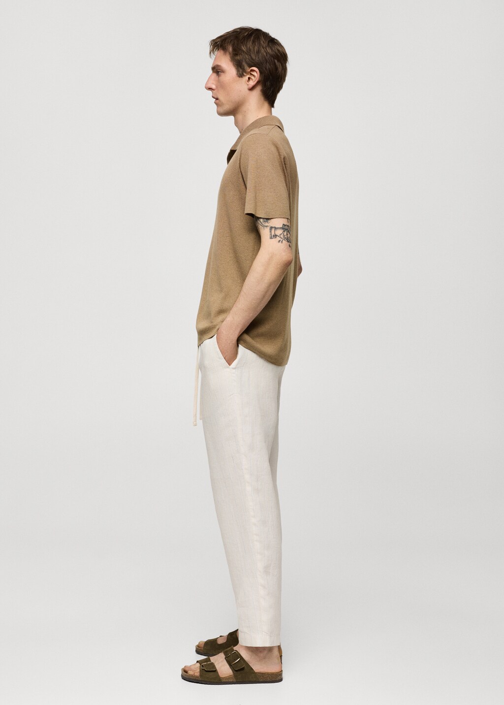 パンツ 100% linen striped trousers with buckle detail Amazon.com: Womens Stripes Cotton Linen Pants, Summer