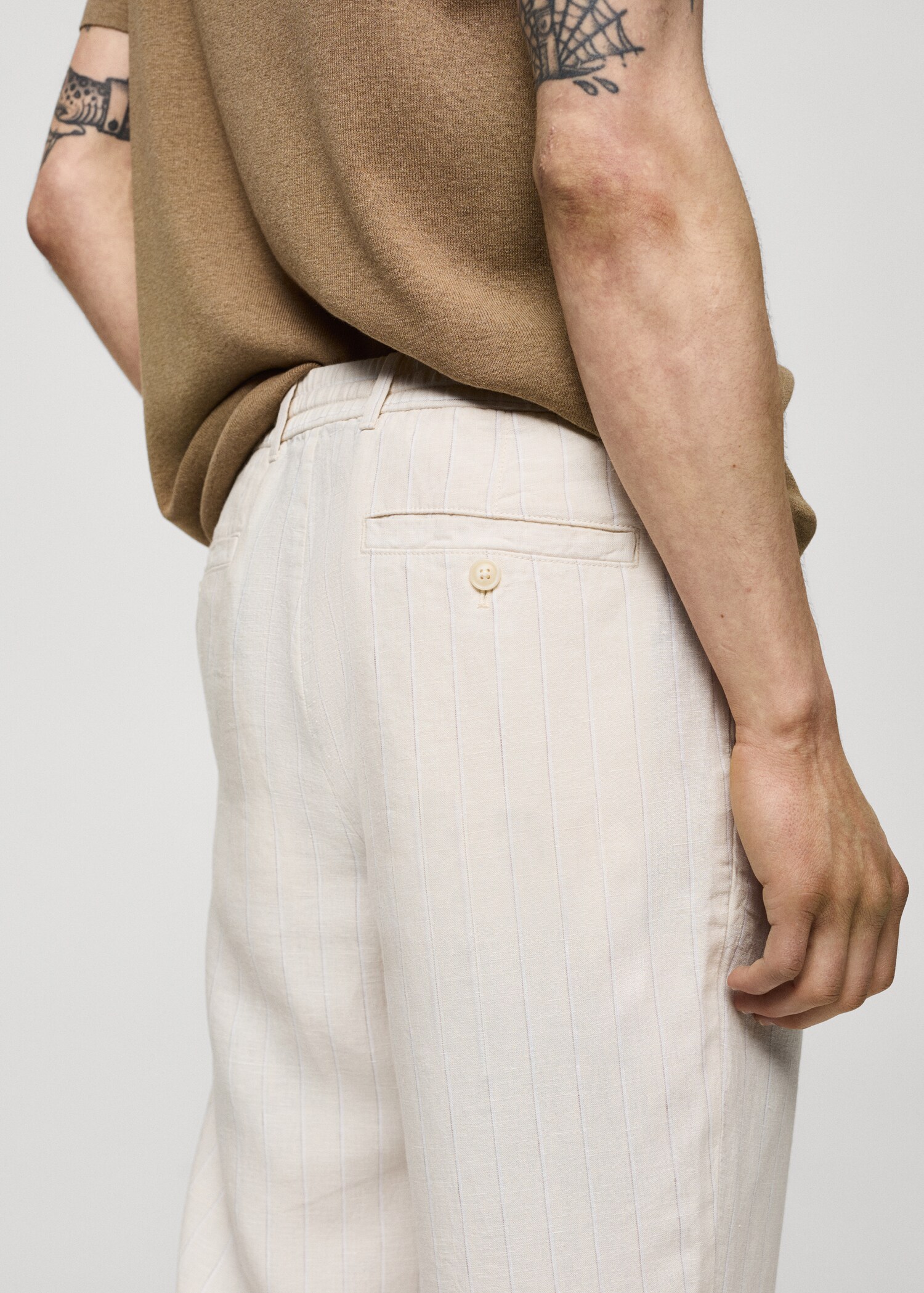 100% linen striped pants with drawstring - Details of the article 6