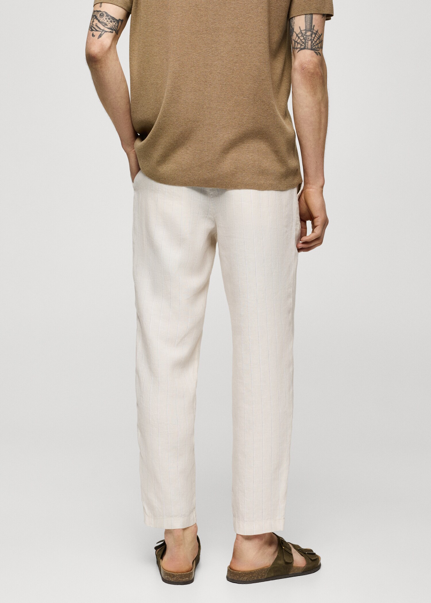 100% linen striped pants with drawstring - Reverse of the article