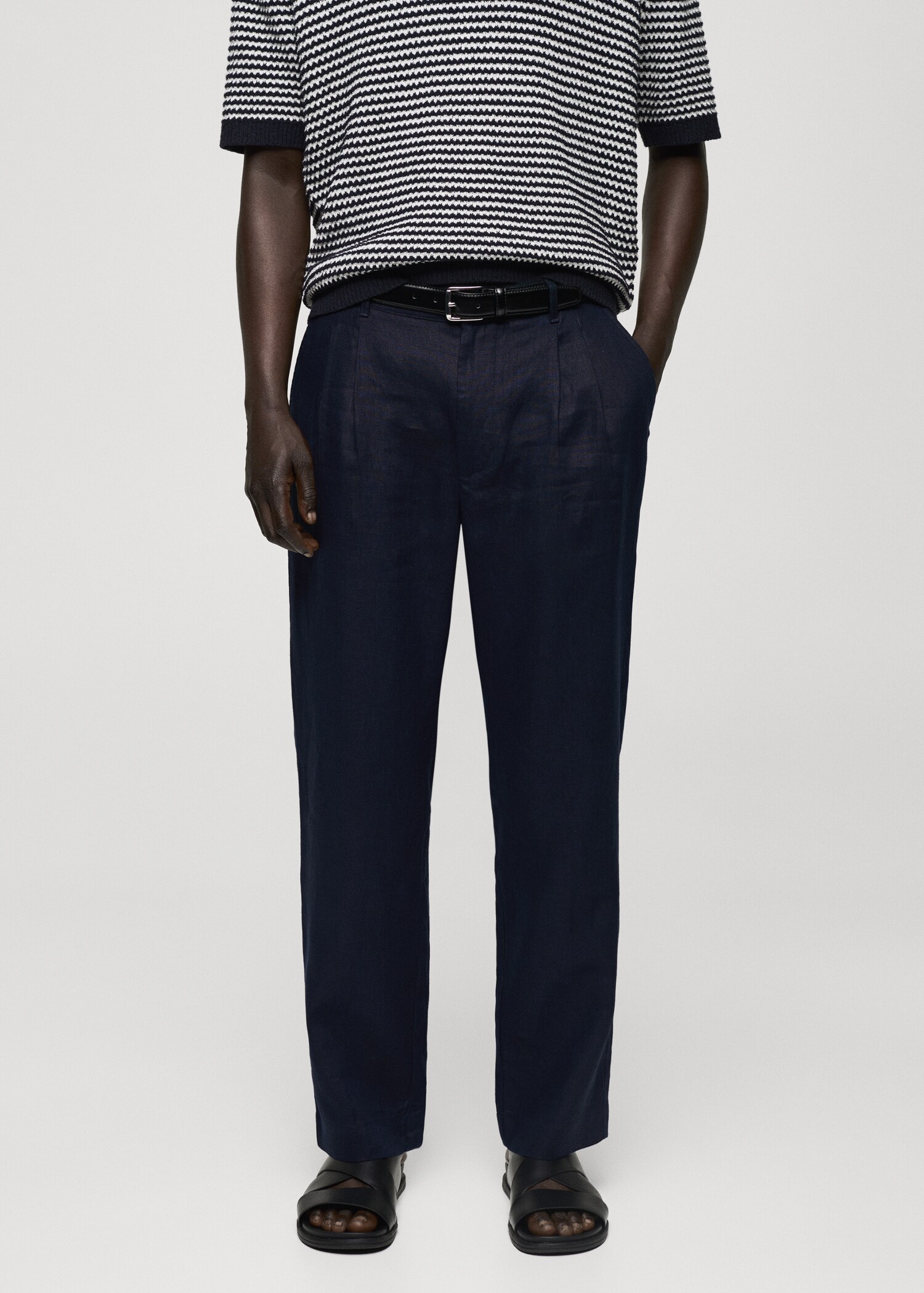 Relaxed-Fit-Hose aus 100 % Leinen - Mittlere Ansicht