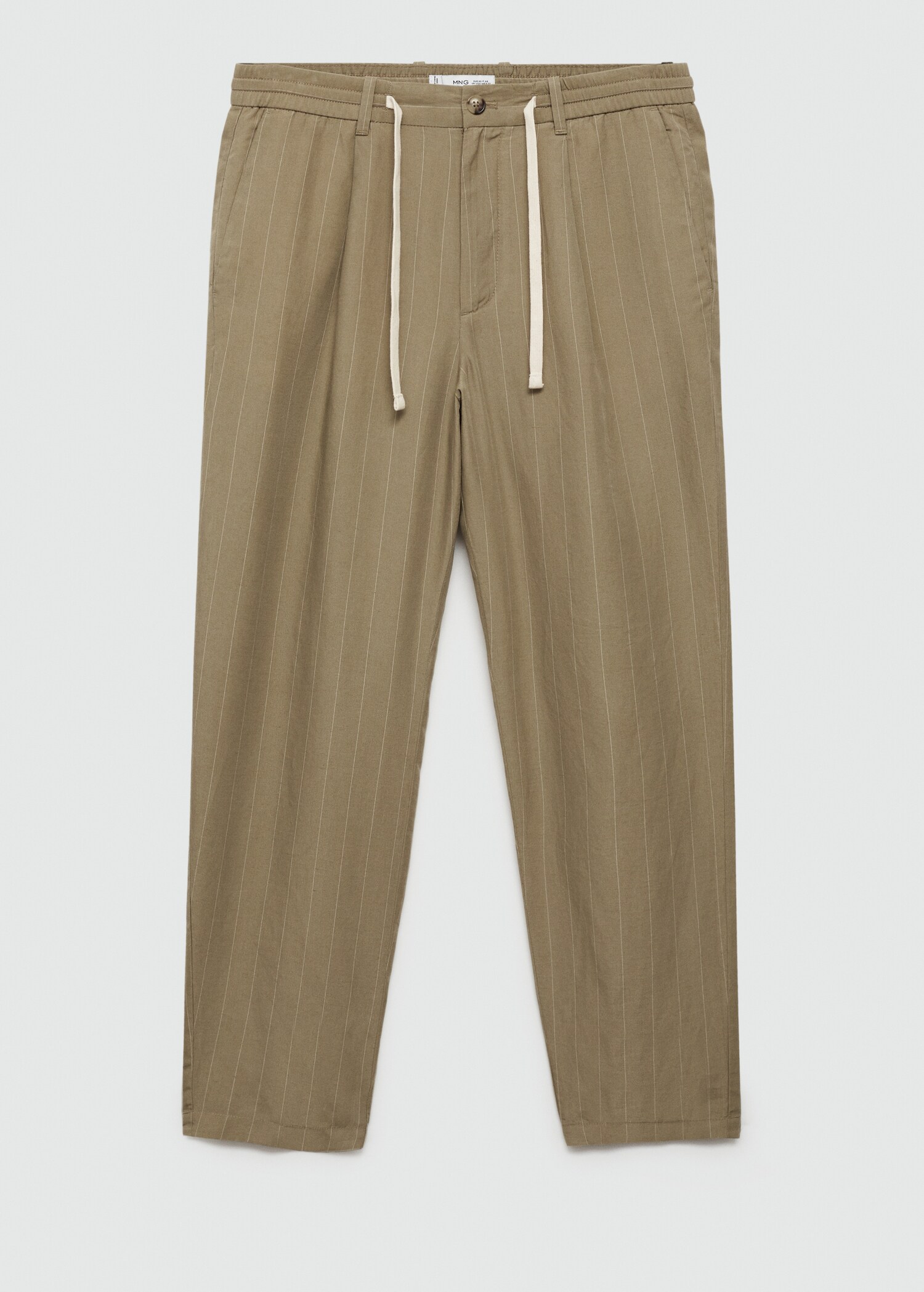 Linen-blend striped pants with drawstring - Article without model