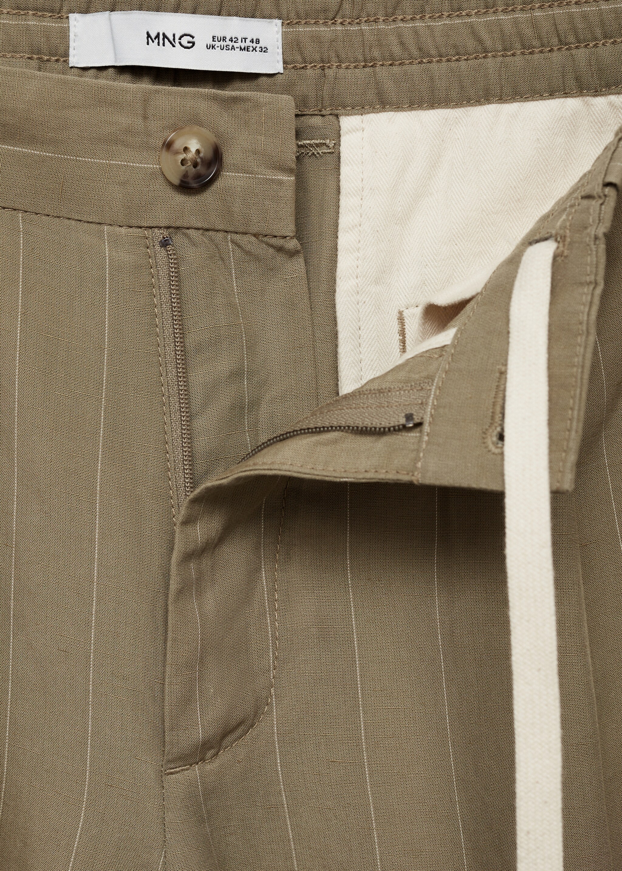 Gestreifte Hose aus Leinengemisch mit Kordelzug - Detail des Artikels 8