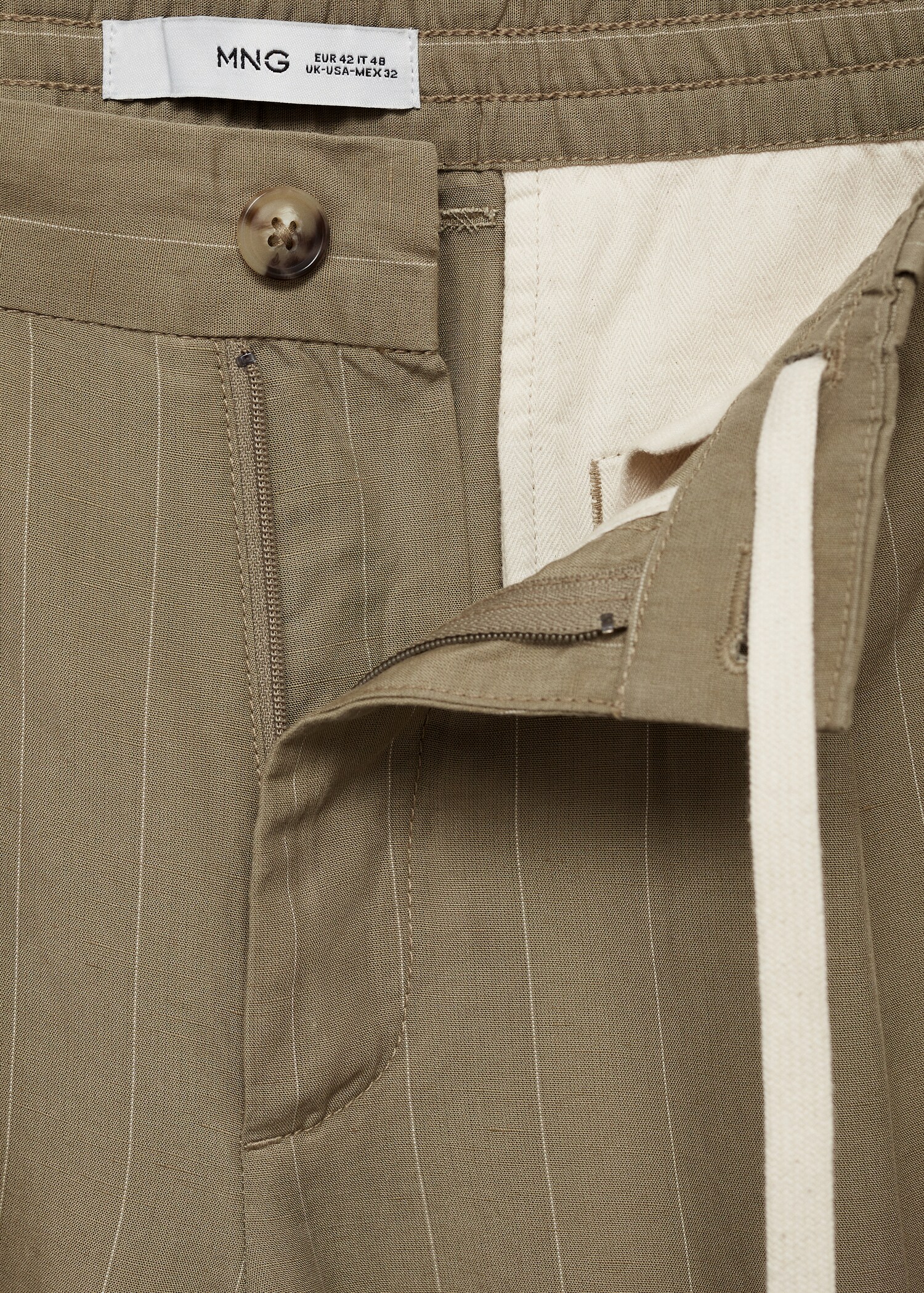 Linen-blend striped pants with drawstring - Details of the article 8