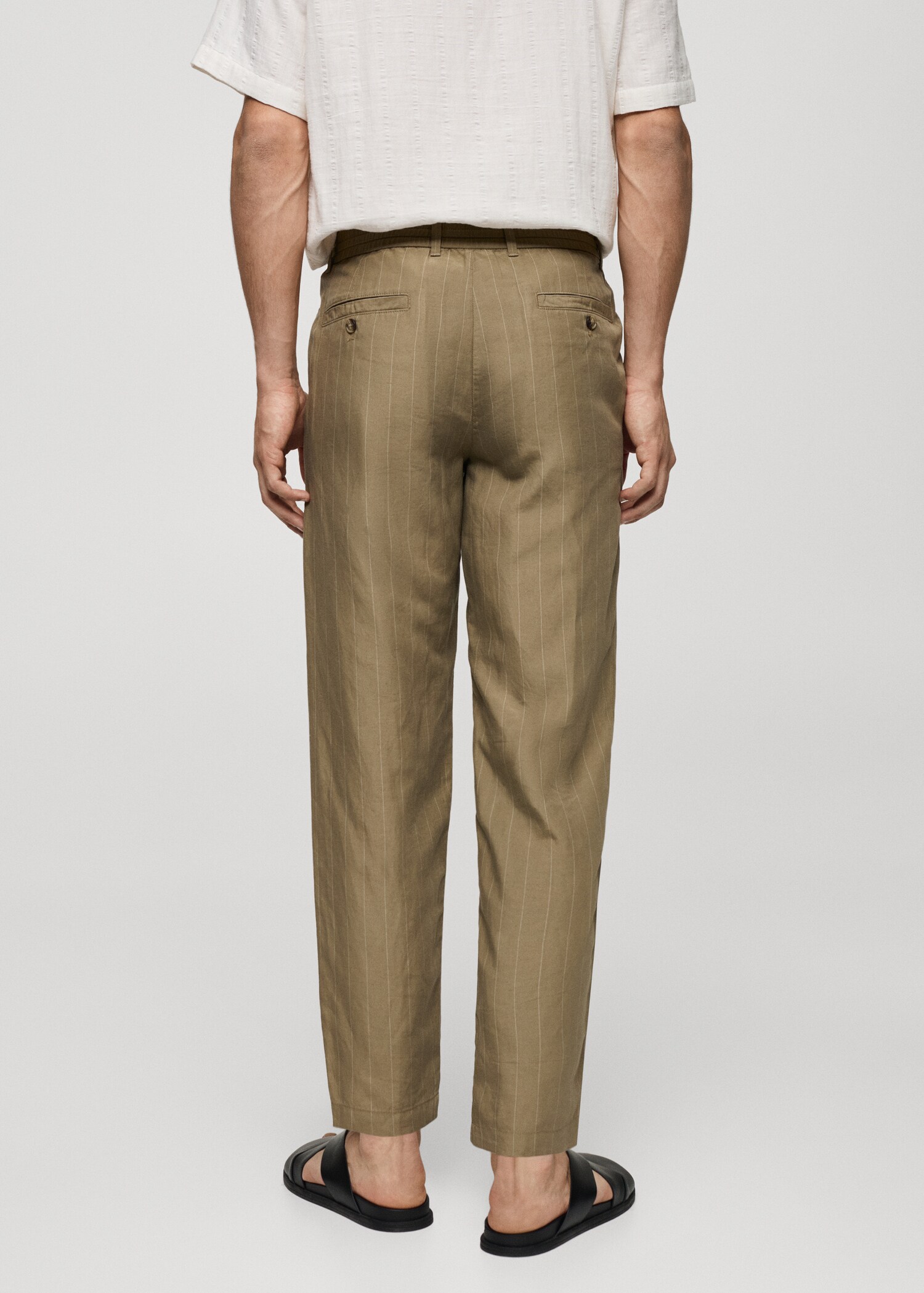 Linen-blend striped pants with drawstring - Reverse of the article