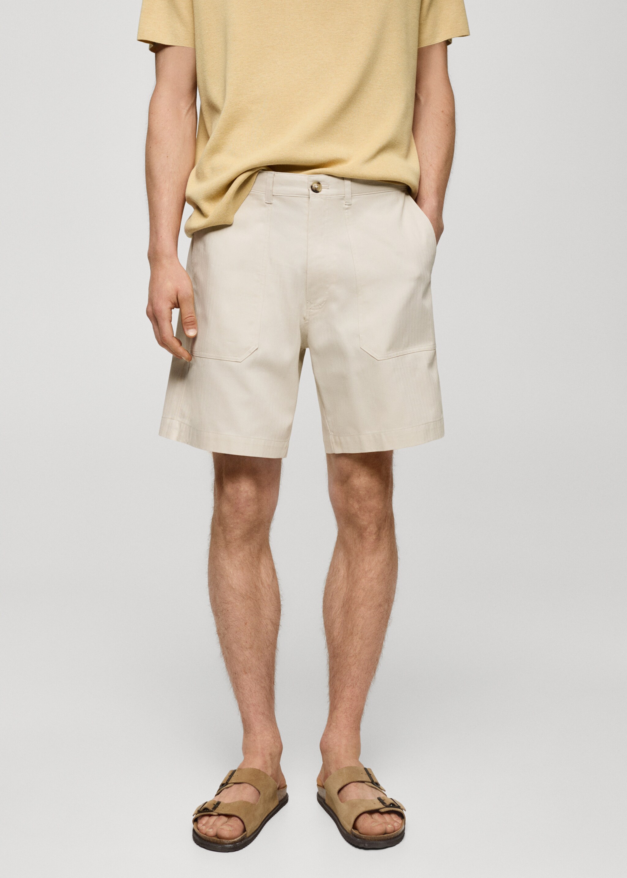 100% herringbone cotton bermuda shorts - Medium plane