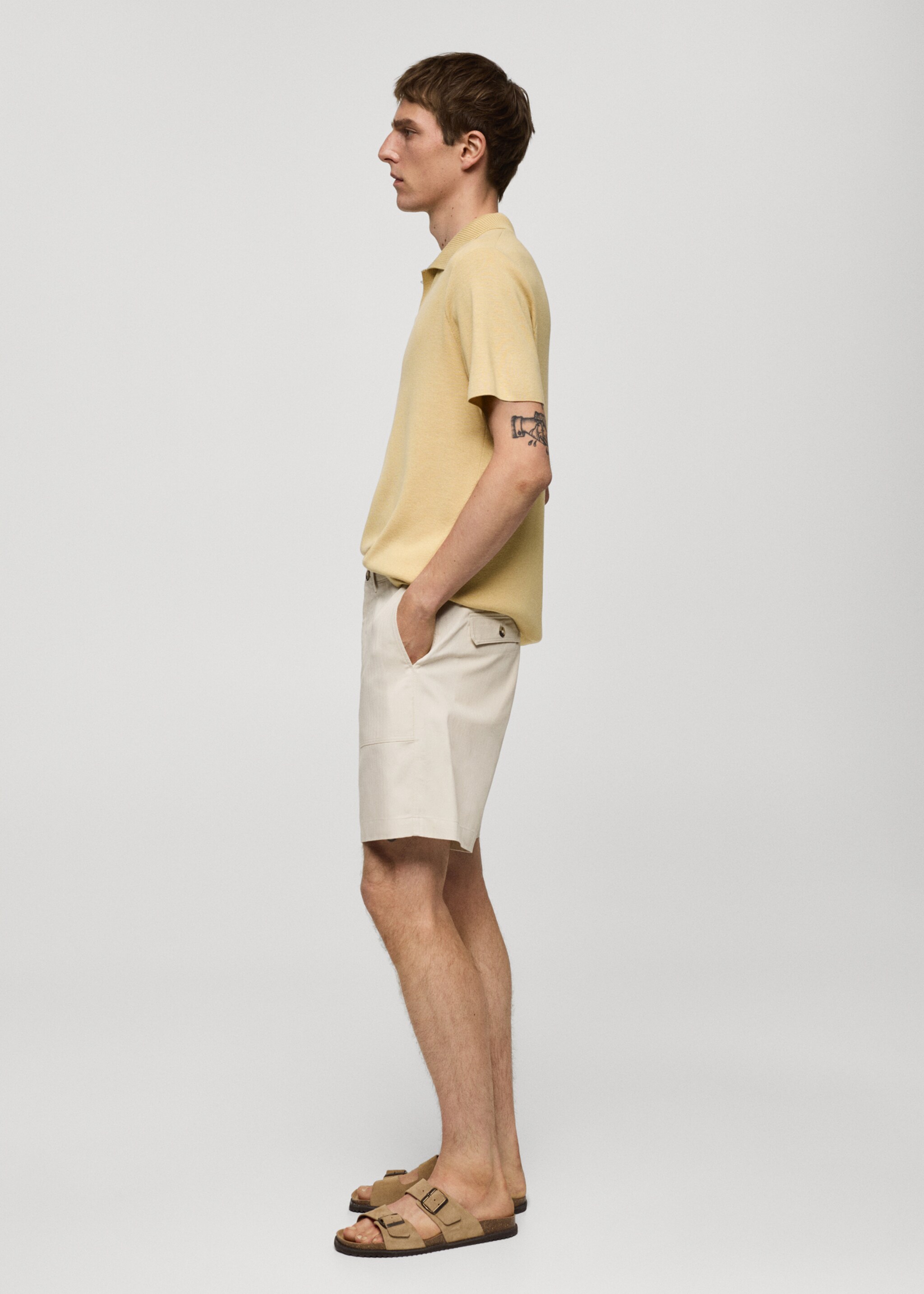 100% herringbone cotton bermuda shorts - Details of the article 2