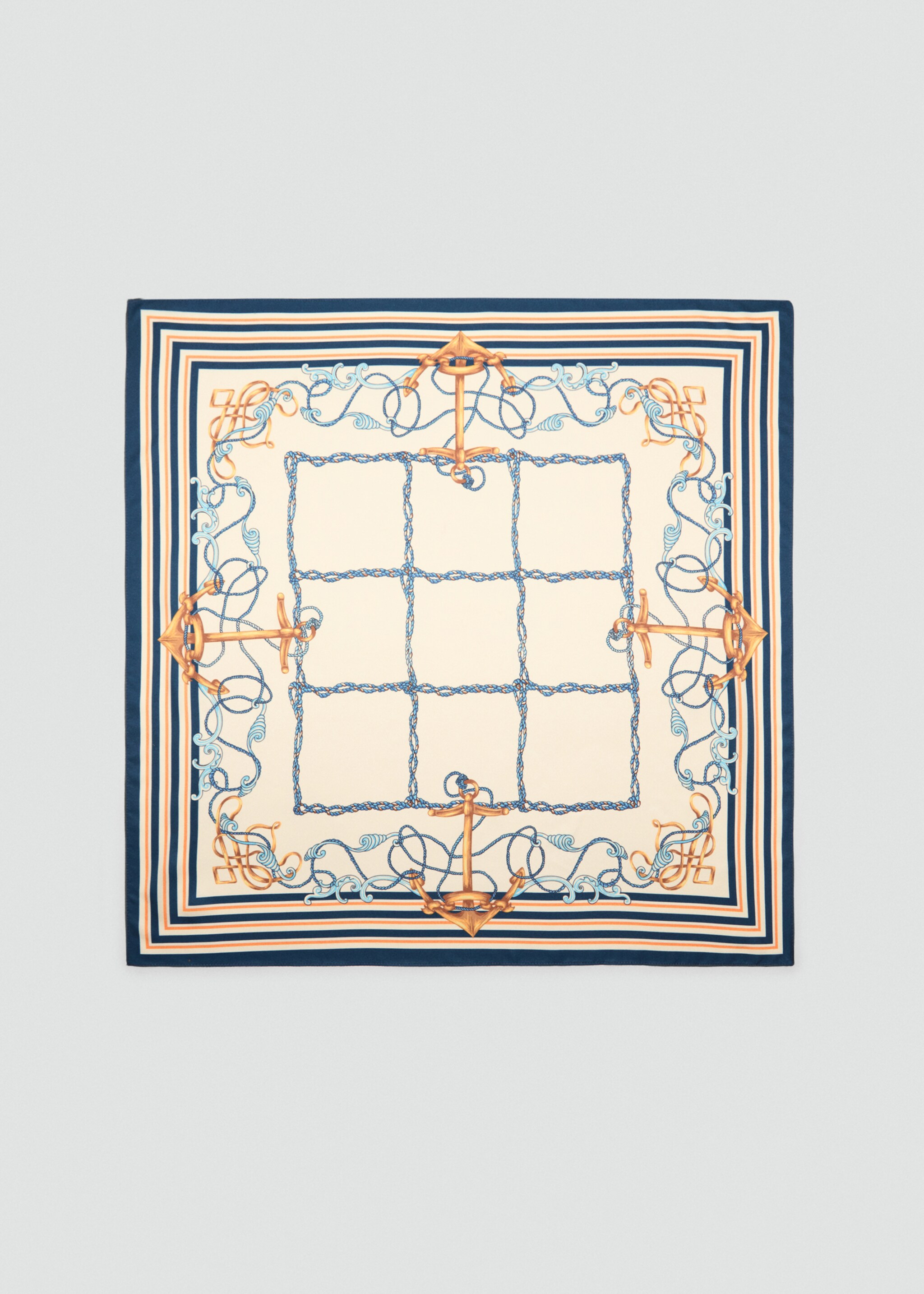 Multicolour print scarf - Article without model, Dark Navy. Ref: 77030571-00.
