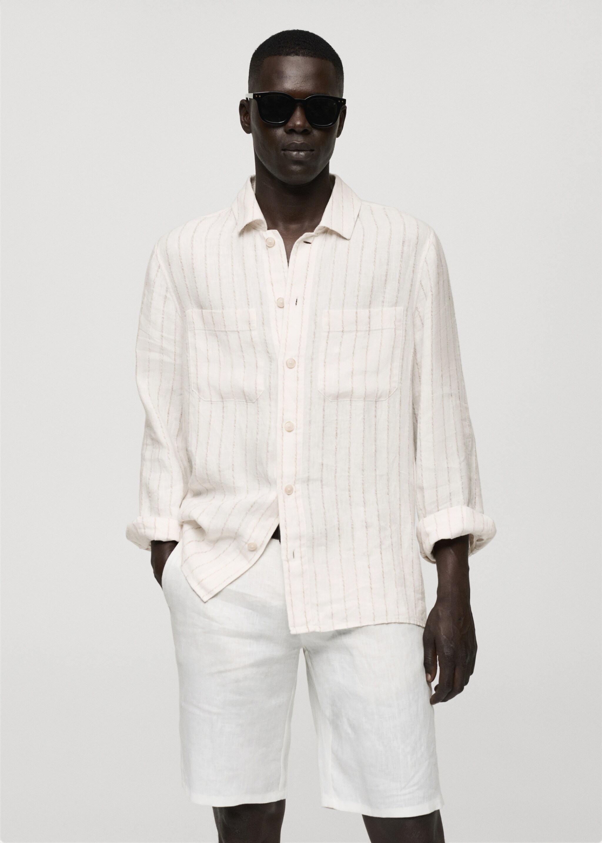 100% linen striped regular-fit shirt - Medium plane