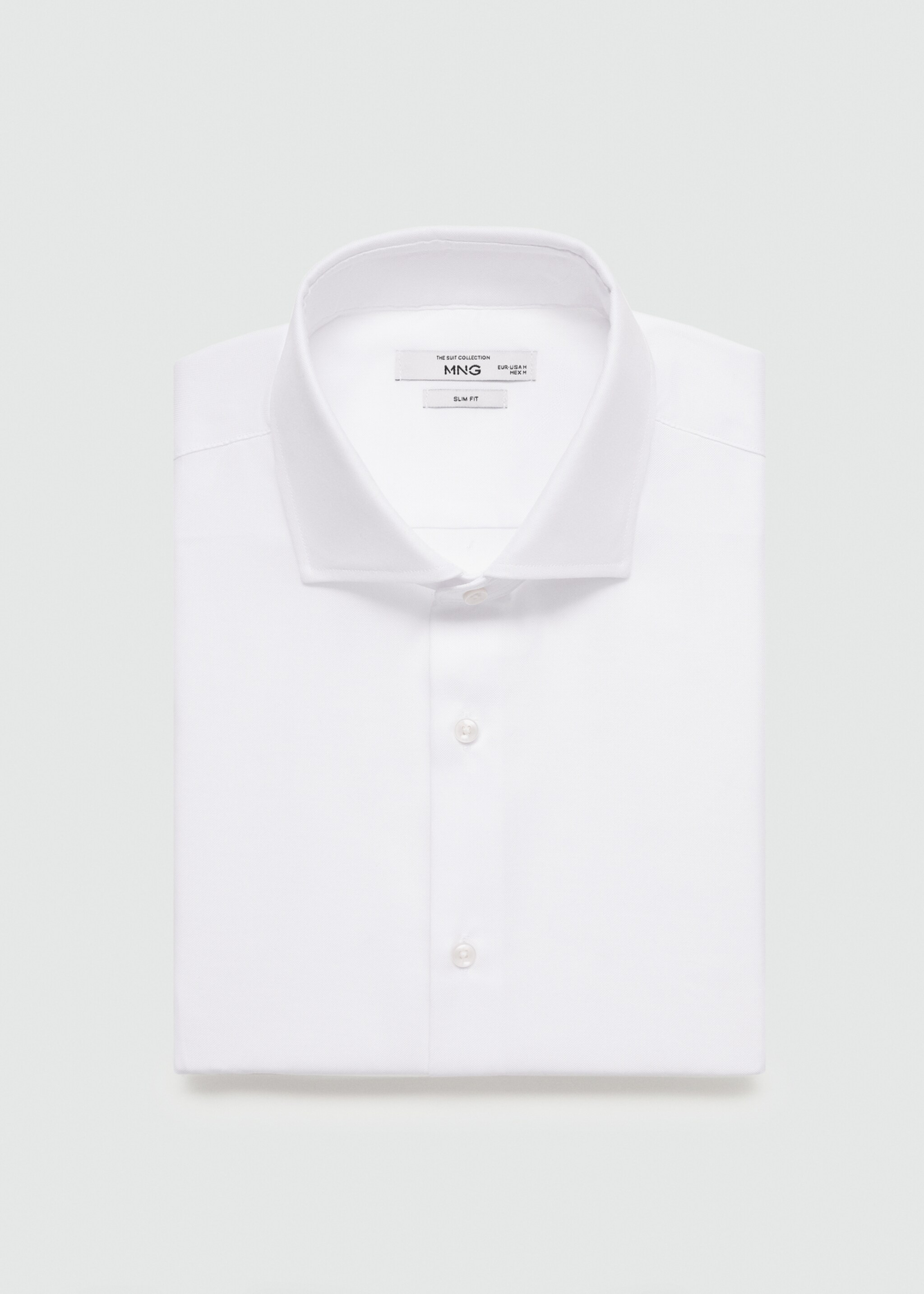 Strukturiertes Slim Fit-Oberhemd aus Baumwolle - Detail des Artikels 8, Weiß. Ref: 77030573-00.