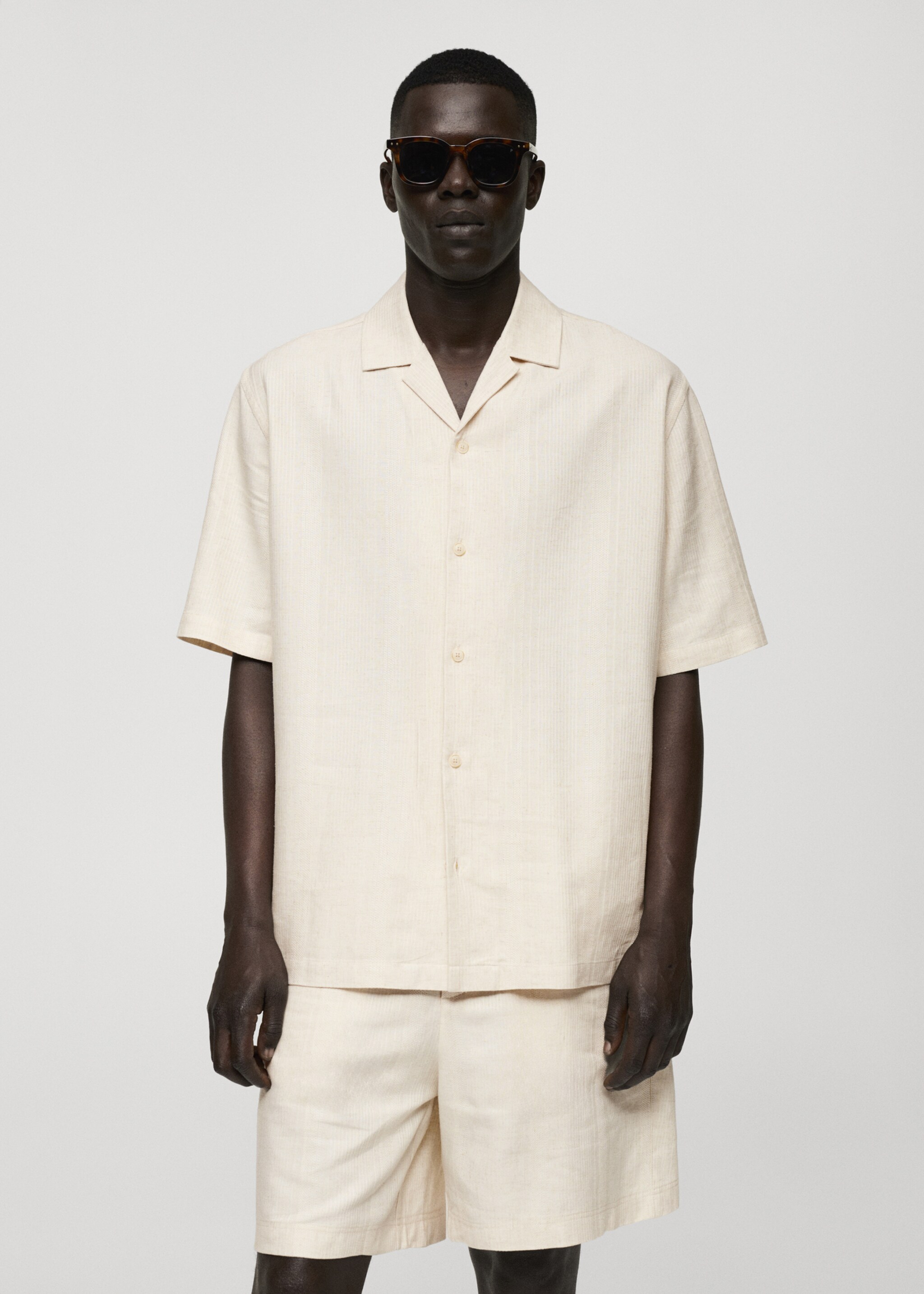Relaxed-fit linen-blend shirt - Medium plane