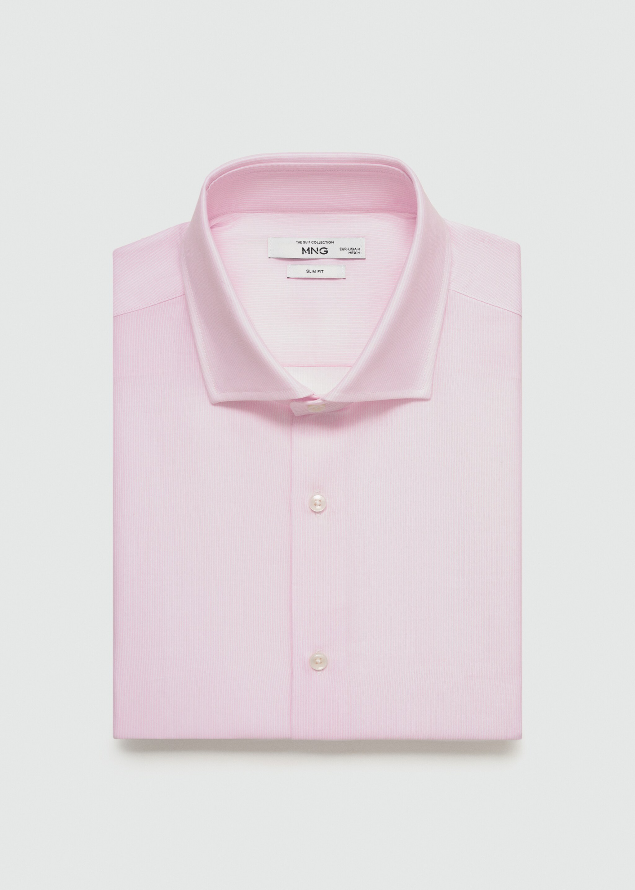 Chemise costume slim-fit micro-rayures twill - Détail de l'article 8, Rose clair. Ref: 77030575-00.