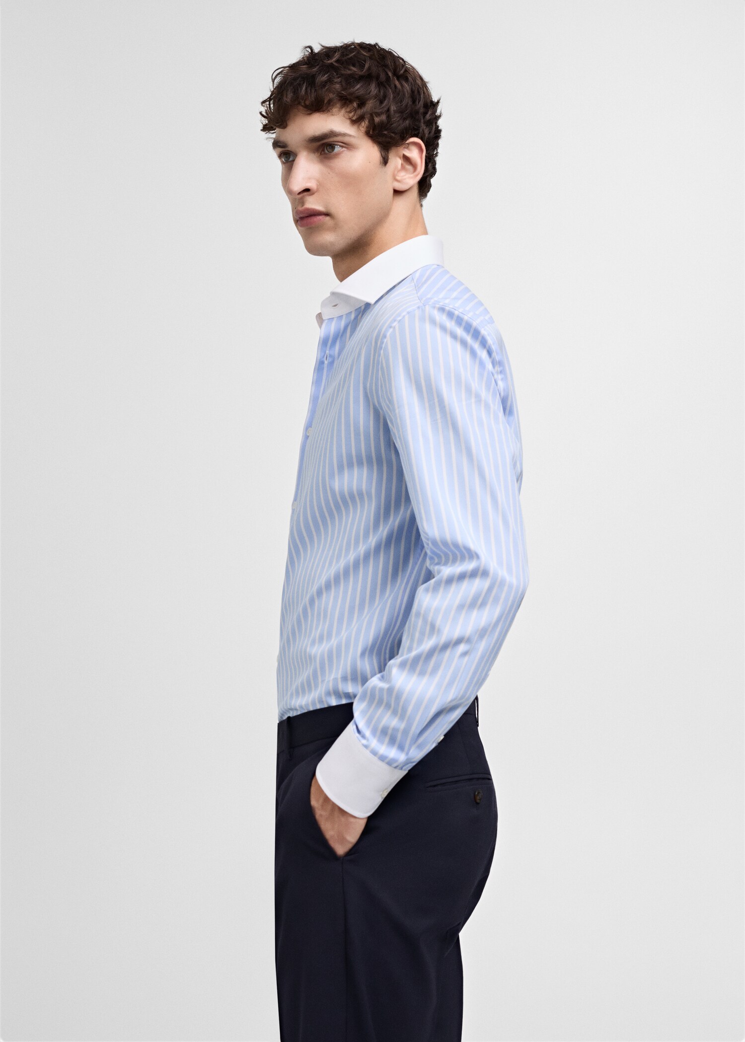Striped-print slim-fit suit shirt - Details of the article 2