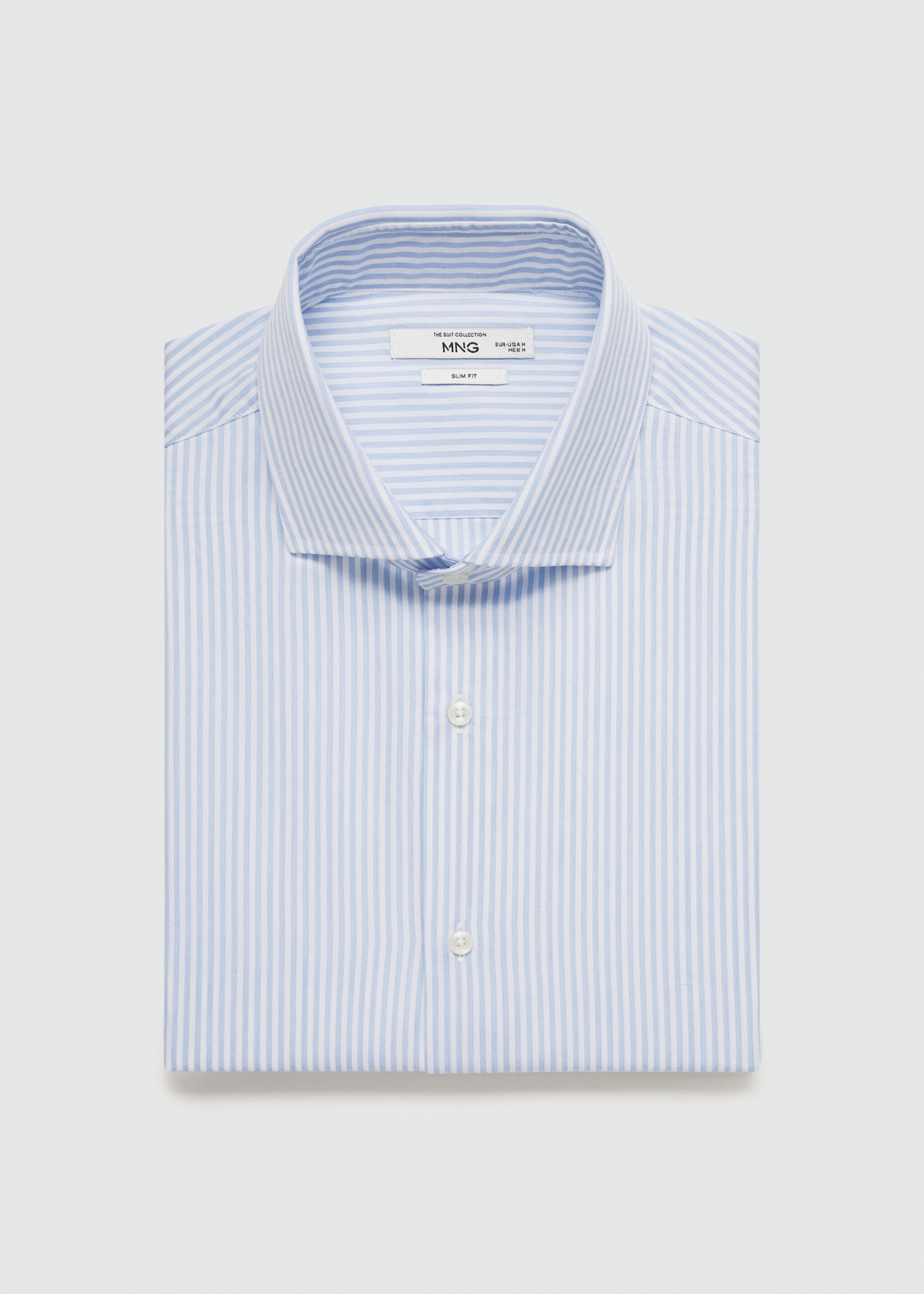 Camisa vestit regular fit cotó ratlles - Detall de l'article 8, Blanc. Ref: 77030577-00.