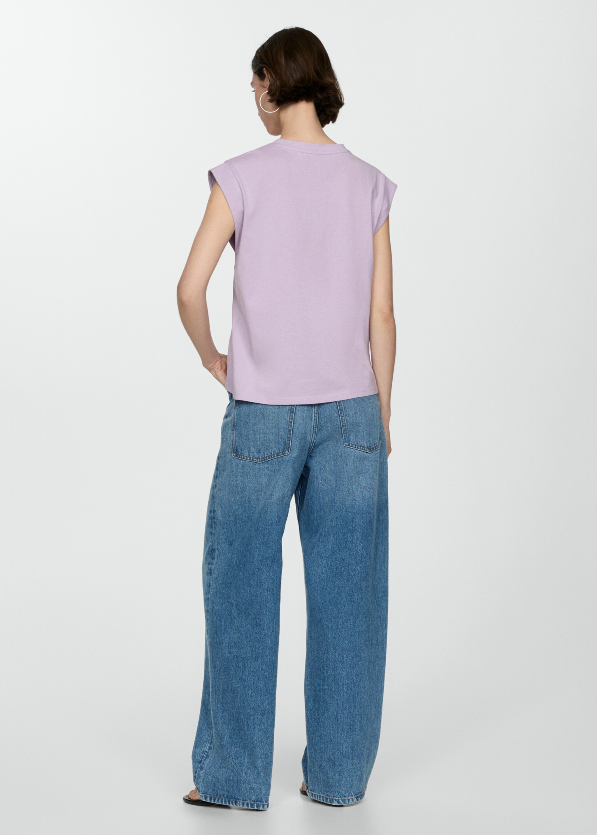 T-shirt coton manches courtes - Verso de l’article, Violet clair/pastel. Ref: 77030581-00.
