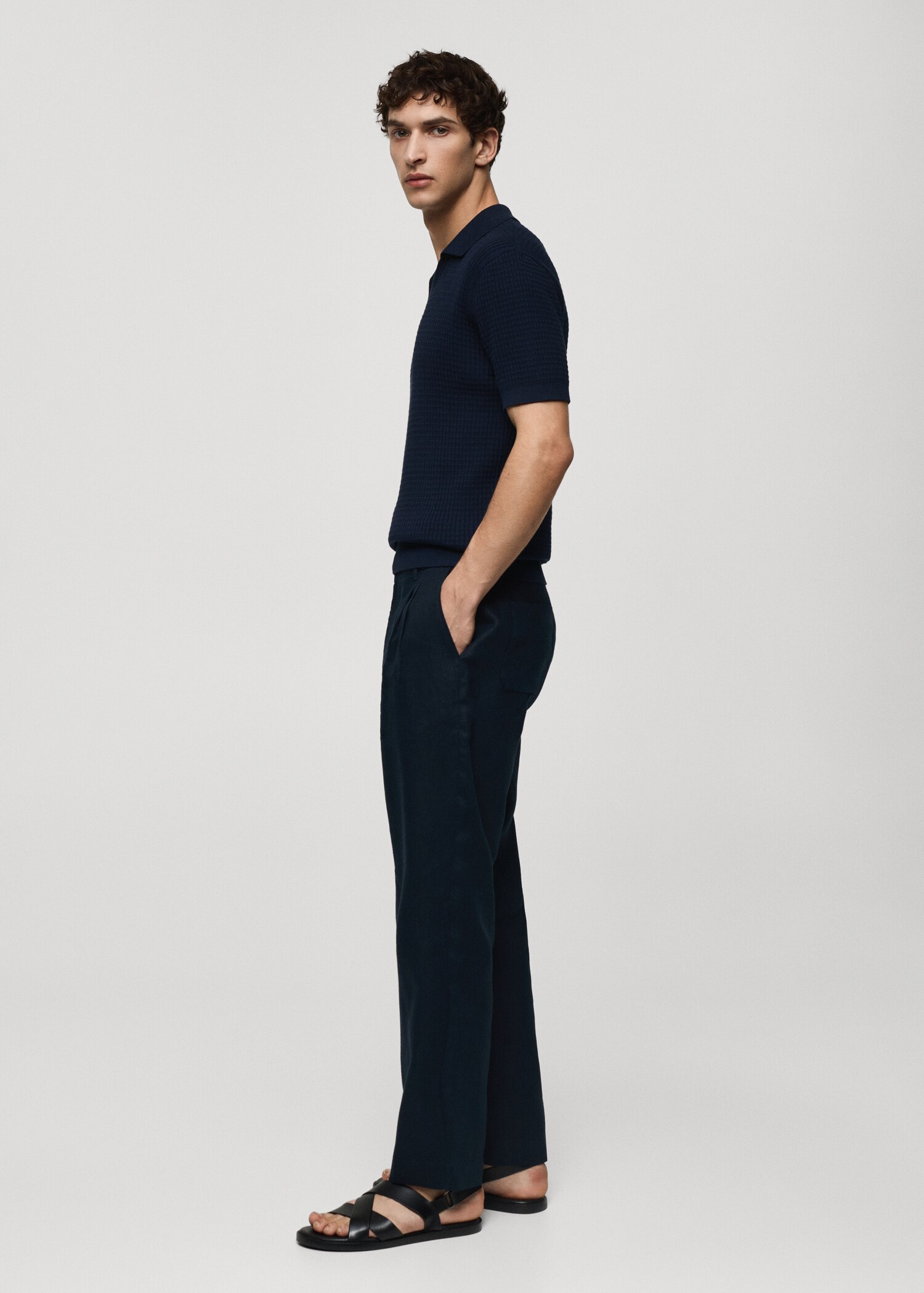 Ribbed knit polo shirt - Details of the article 2