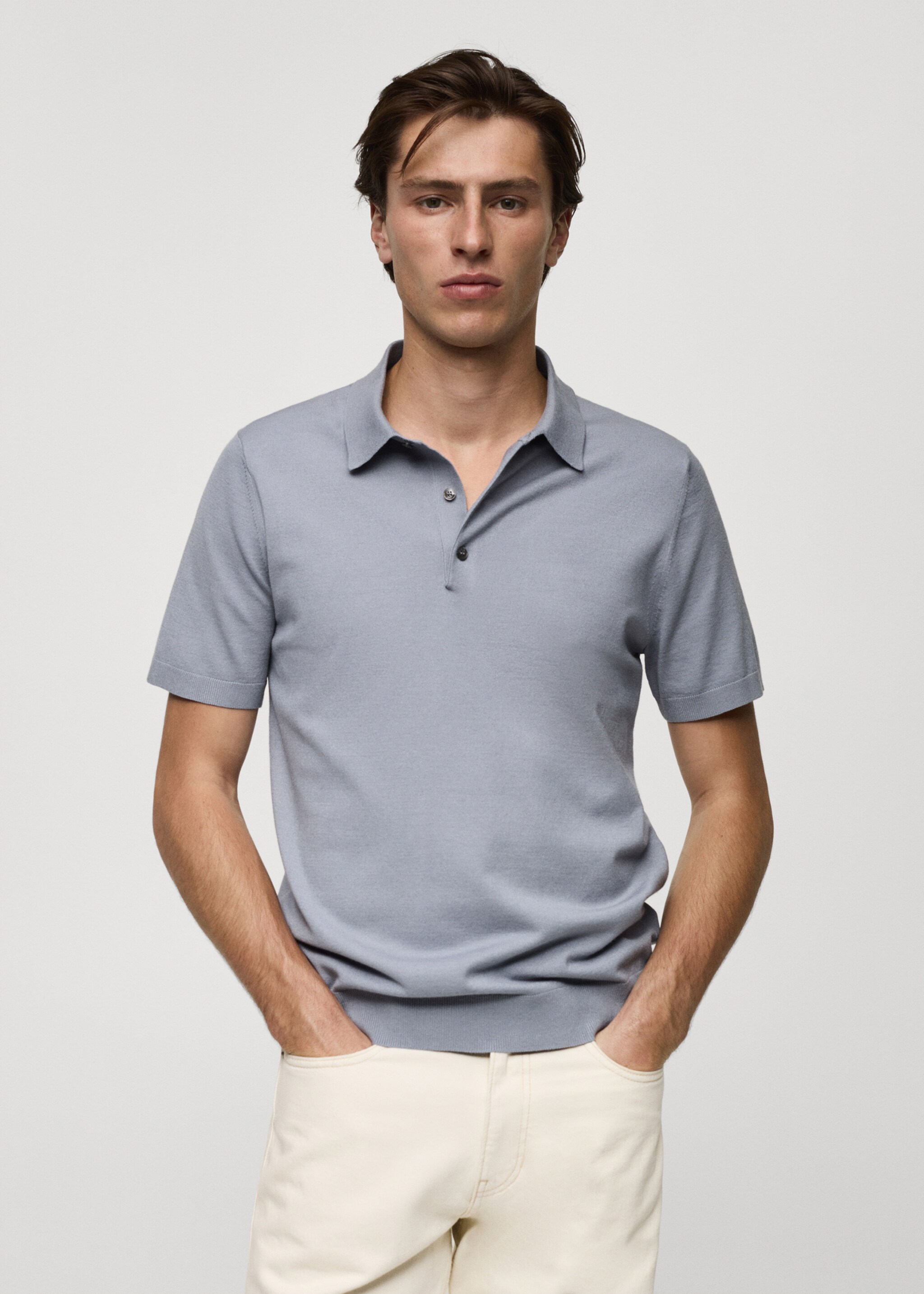 Fine-knit polo shirt - Medium plane
