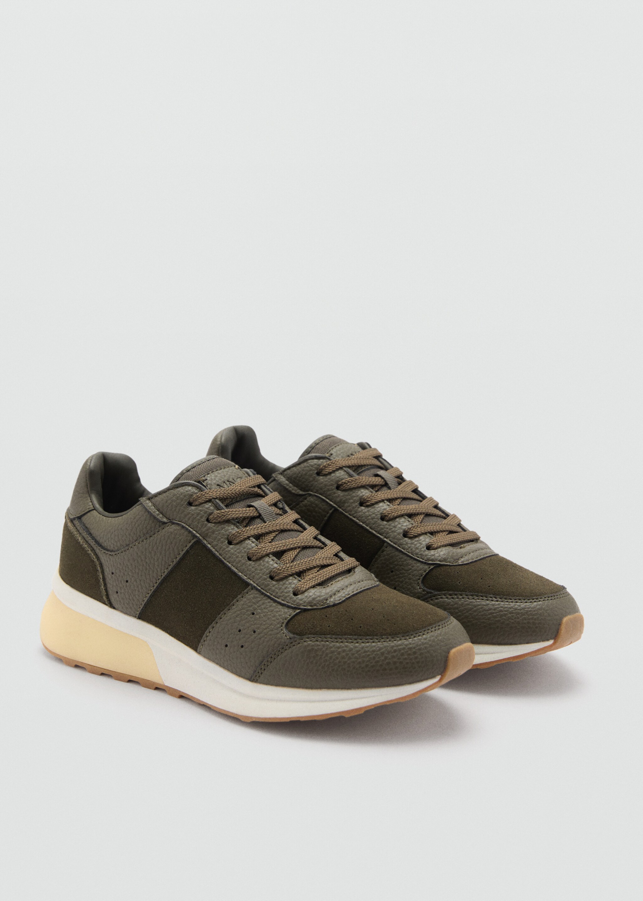 Kombinierte Leder-Sneakers - Mittlere Ansicht