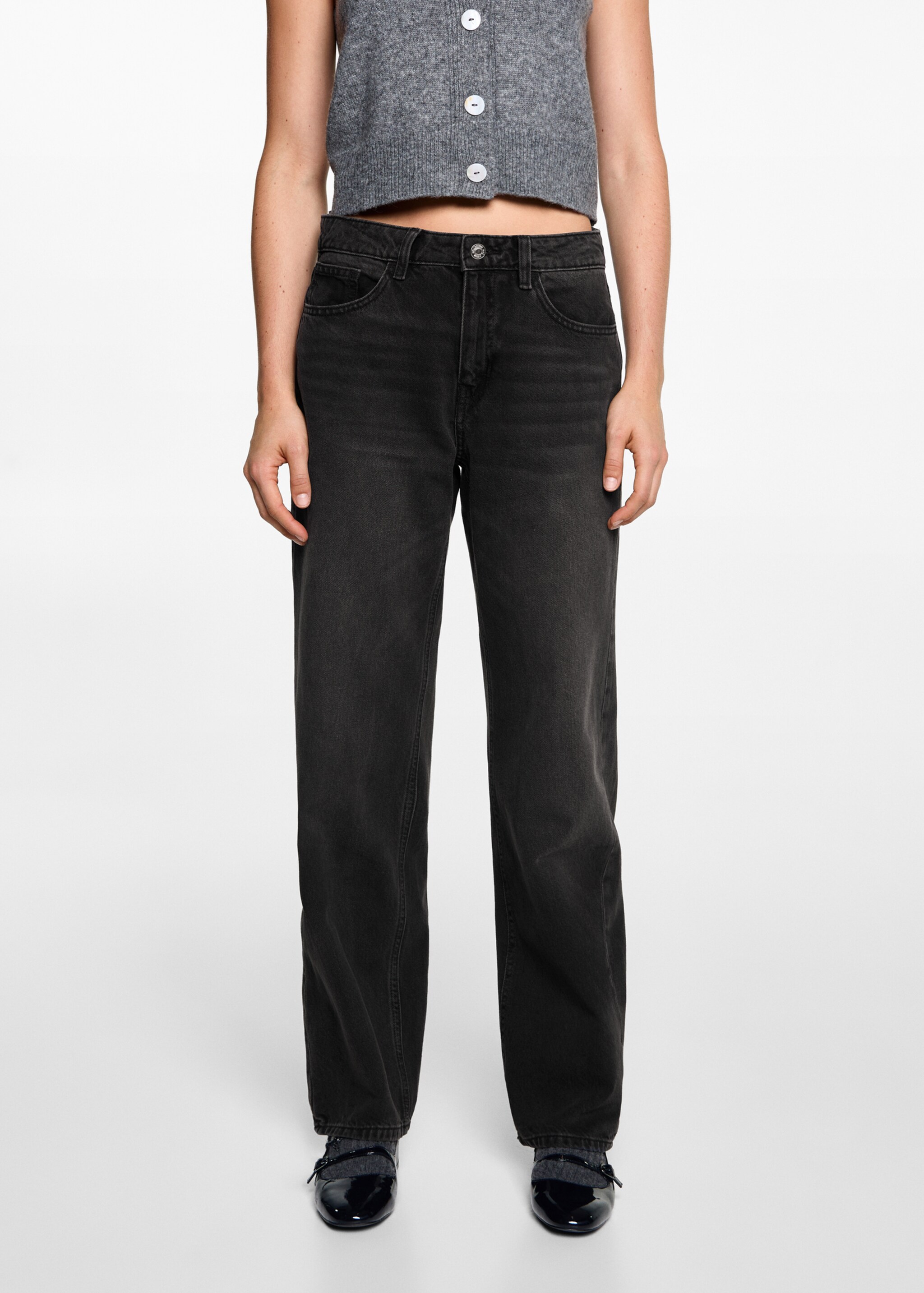 Straight Jeans - Mittlere Ansicht, Schwarz. Ref: 77030607-00.