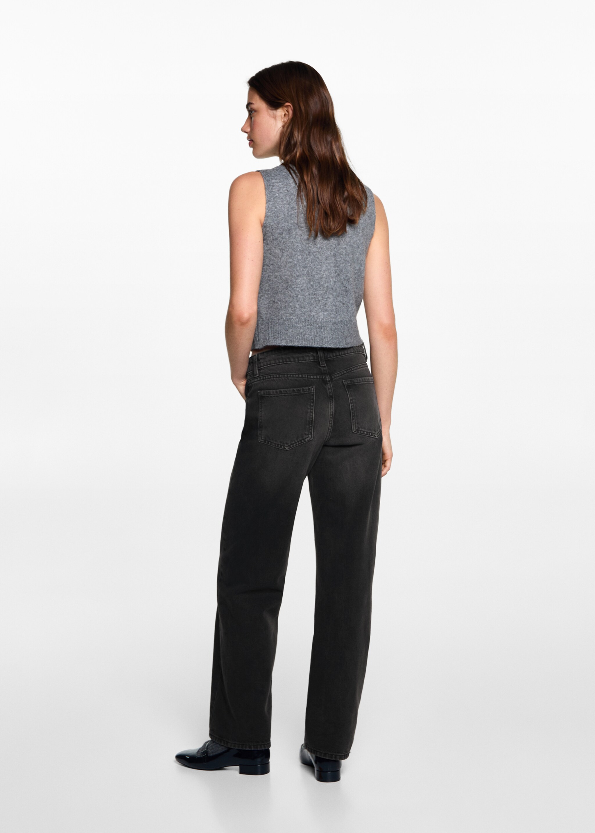 Straight Jeans - Rückseite des Artikels, Schwarz. Ref: 77030607-00.