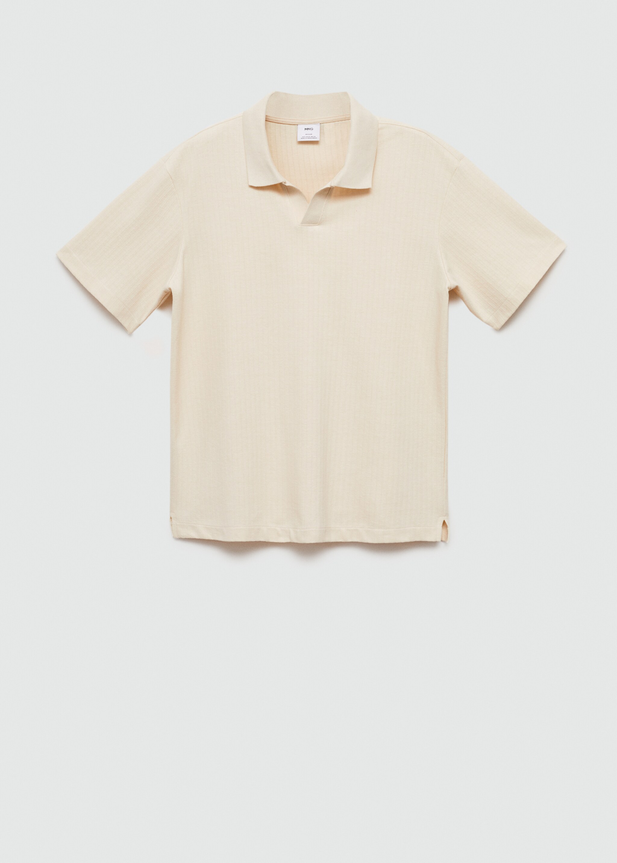 Regular-fit ribbed cotton polo shirt - Article without model, White. Ref: 77030608-00.