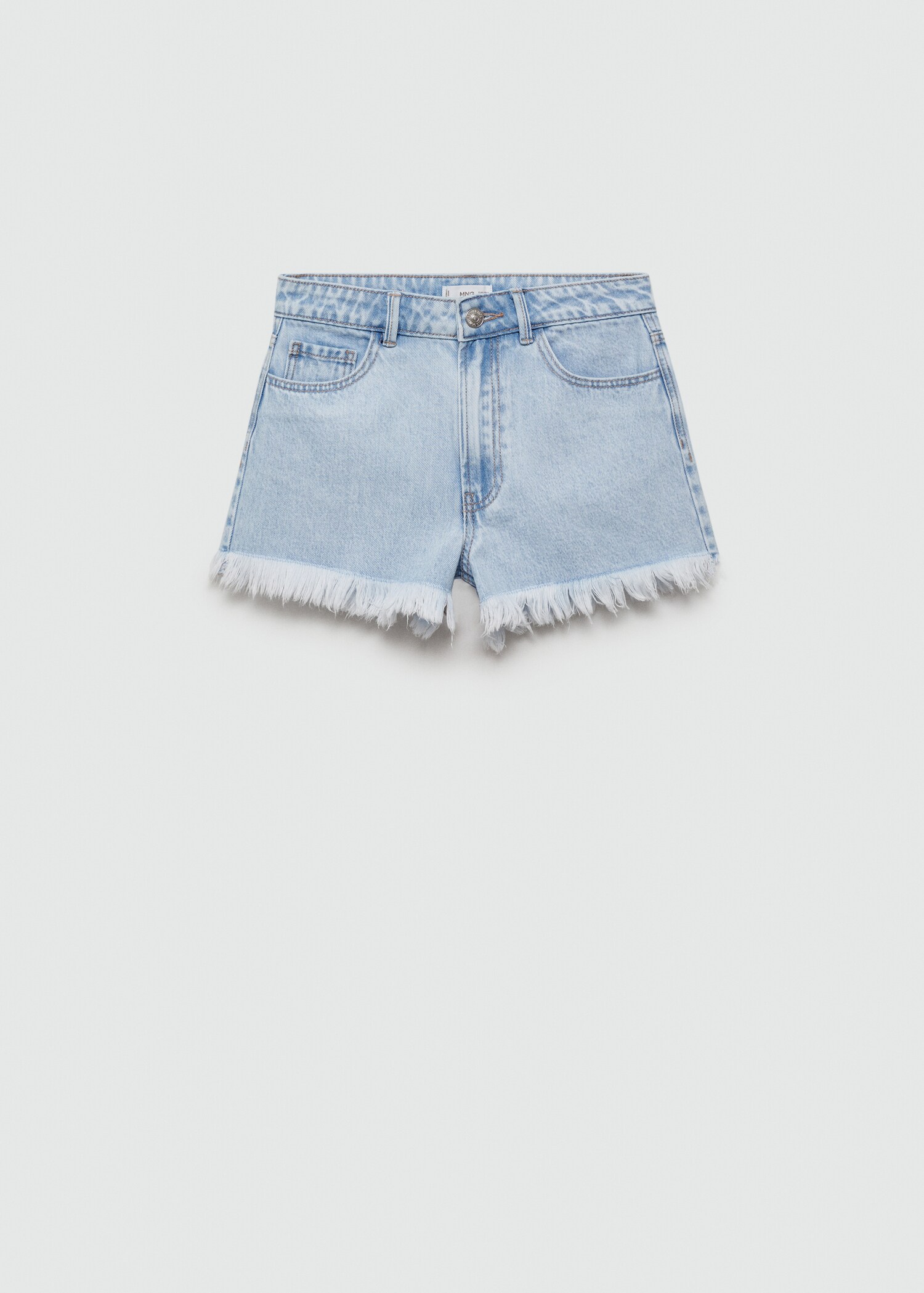 Denim shorts with frayed hem - Article without model