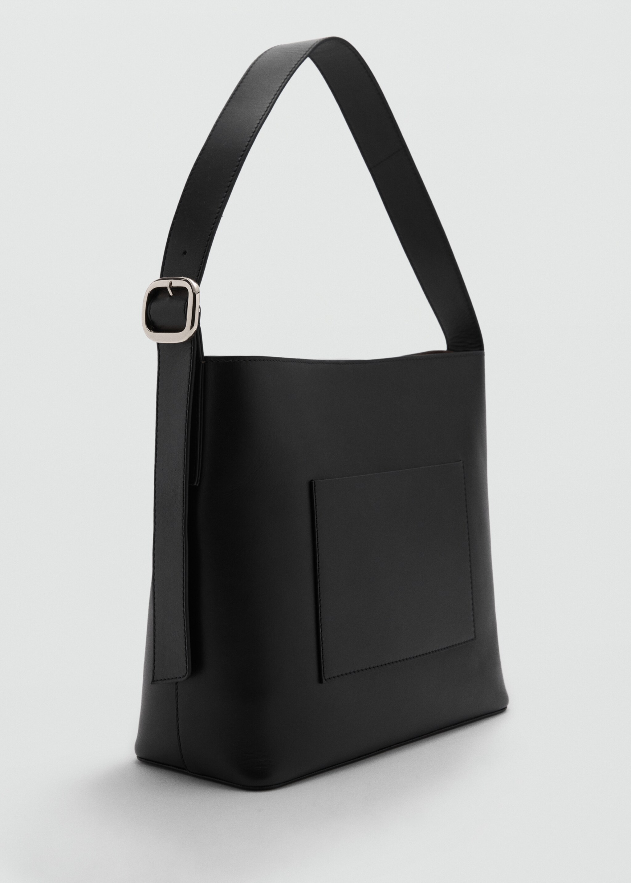 Leather shopper bag - Medium plane, Black. Ref: 77030613-00.