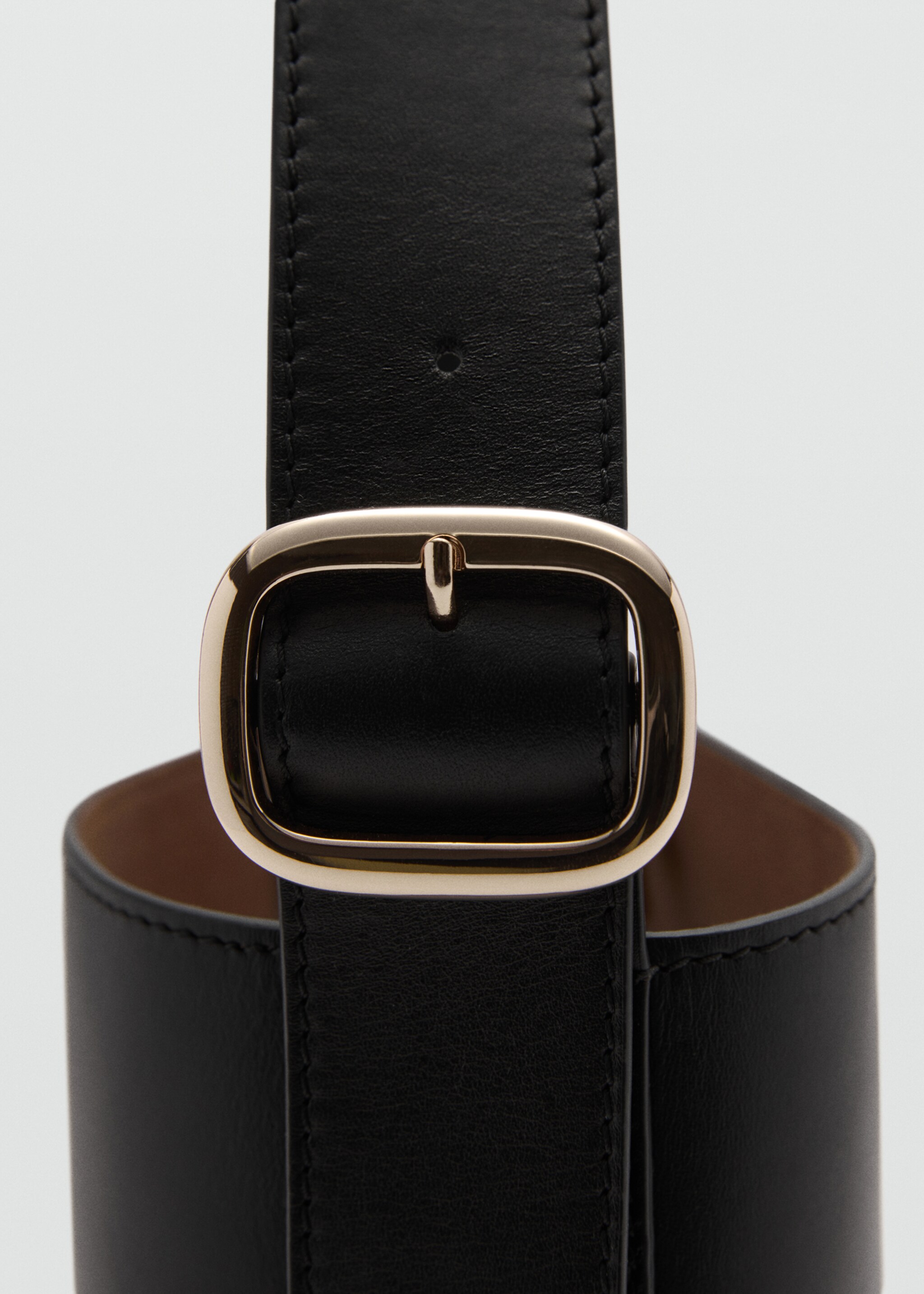 Leather shopper bag - Details of the article 2, Black. Ref: 77030613-00.