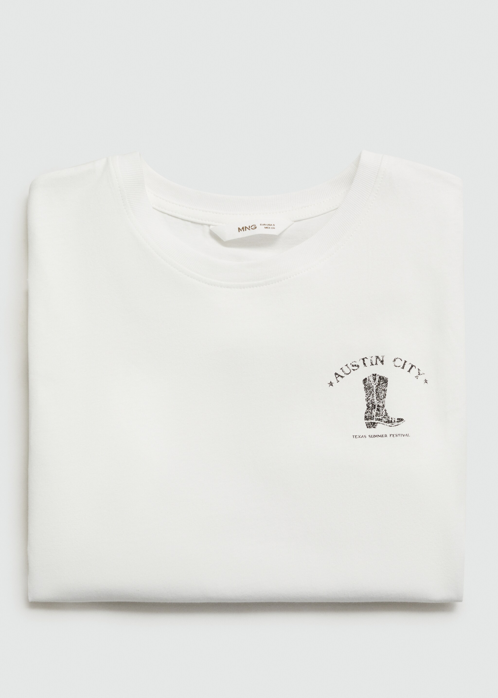 Katoenen T-shirt met print - Detail van het artikel 0, Gebroken wit. Ref: 77030616-00.
