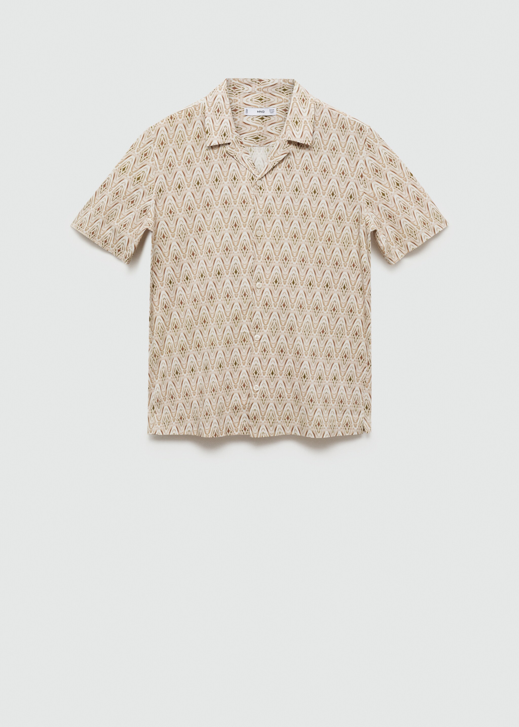 Printed flowing shirt with bowling collar - Article without model, Beige. Ref: 77030624-00.