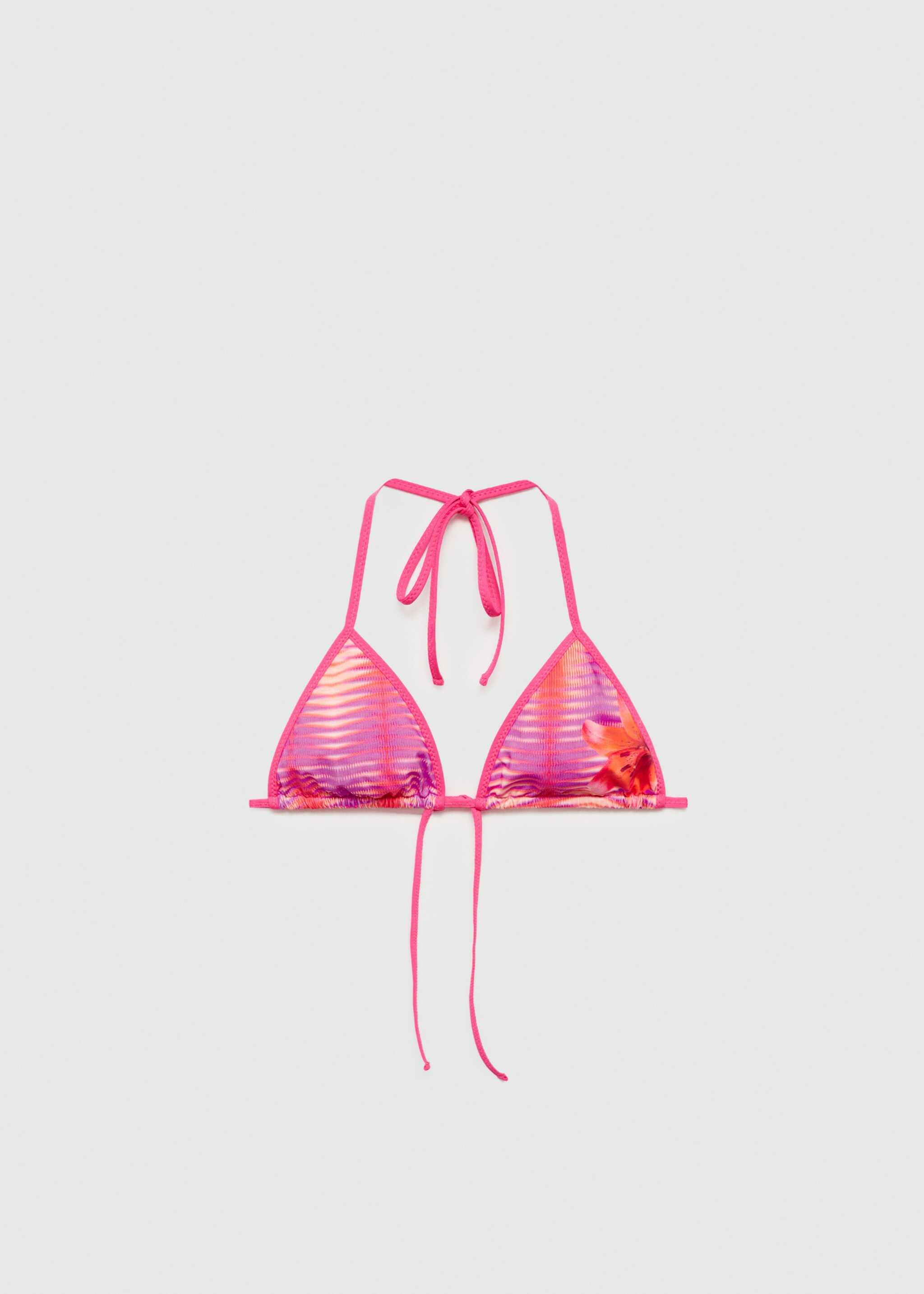 Floral-print bikini top - Article without model, Pink. Ref: 77030627-00.
