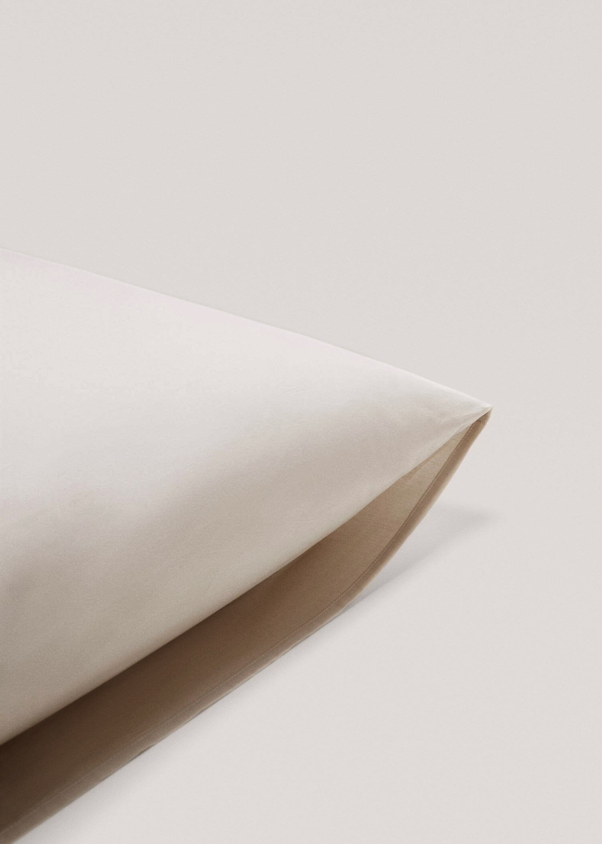 Cotton pillowcase 300 threads 45x110cm - Details of the article 3, Beige. Ref: 77031025-00.