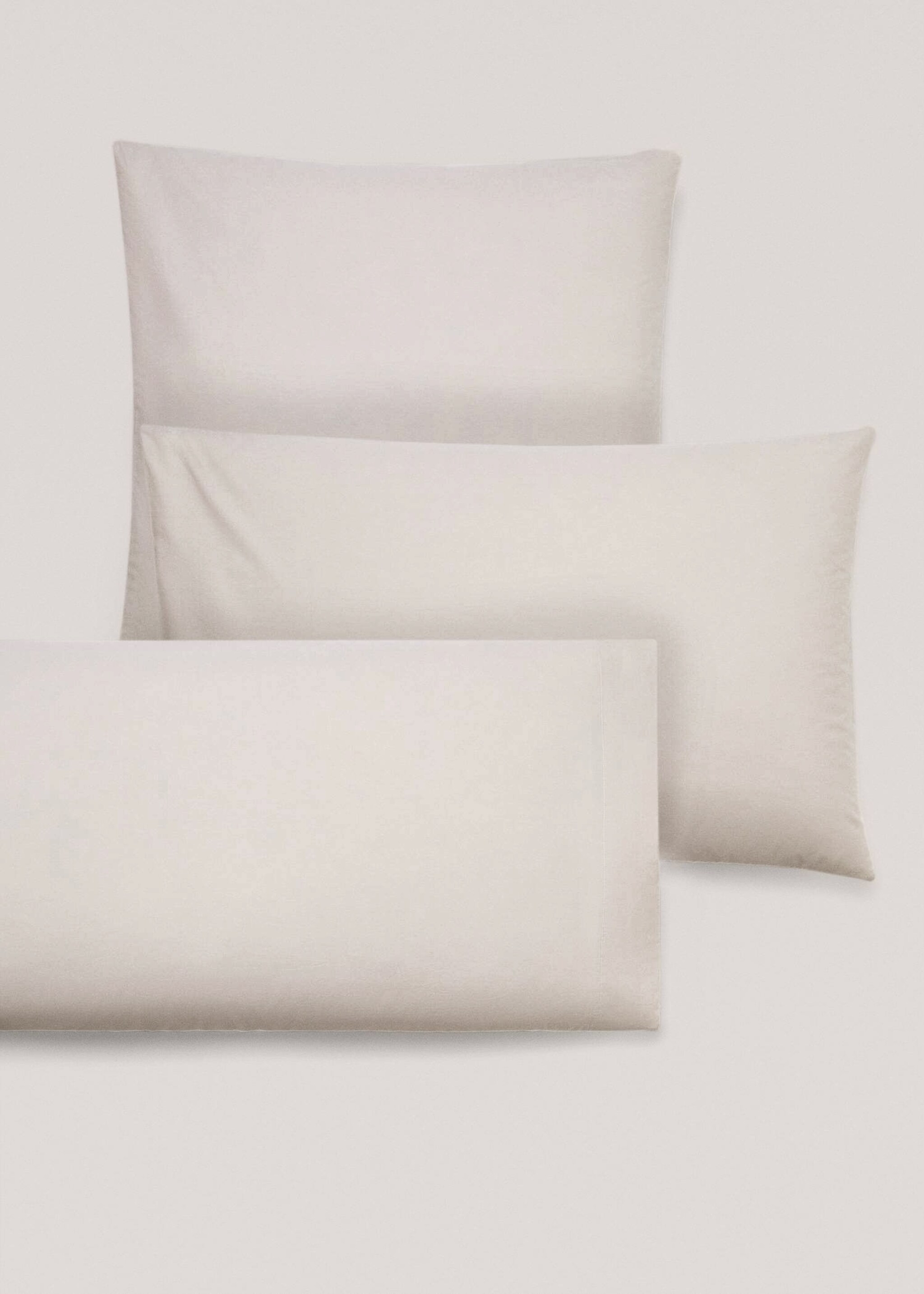 Cotton pillowcase 300 threads 45x110cm - Details of the article 4, Beige. Ref: 77031025-00.