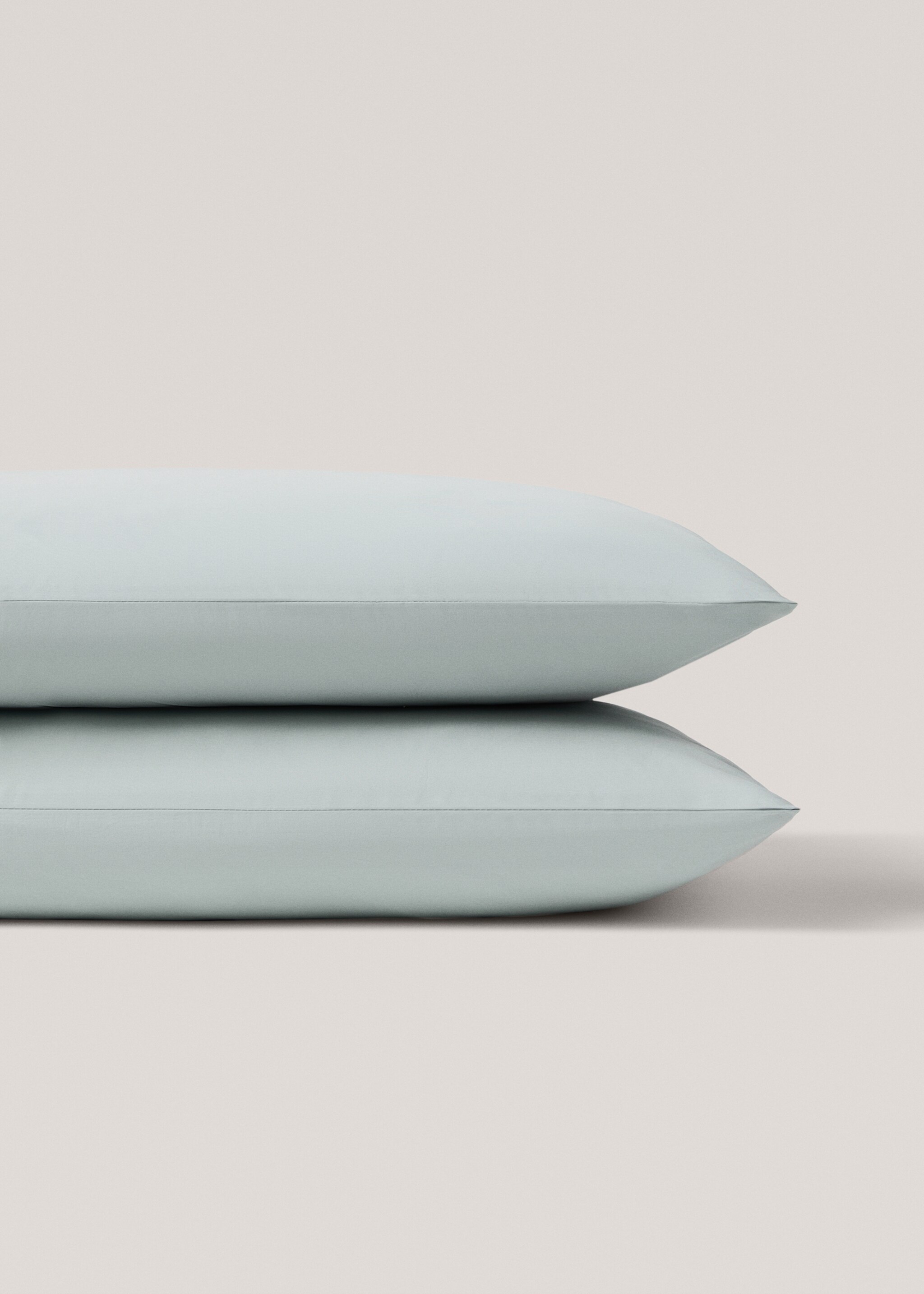 300-thread percale cotton pillowcase  50x75cm - Details of the article 3, Aqua Green. Ref: 77031027-00.