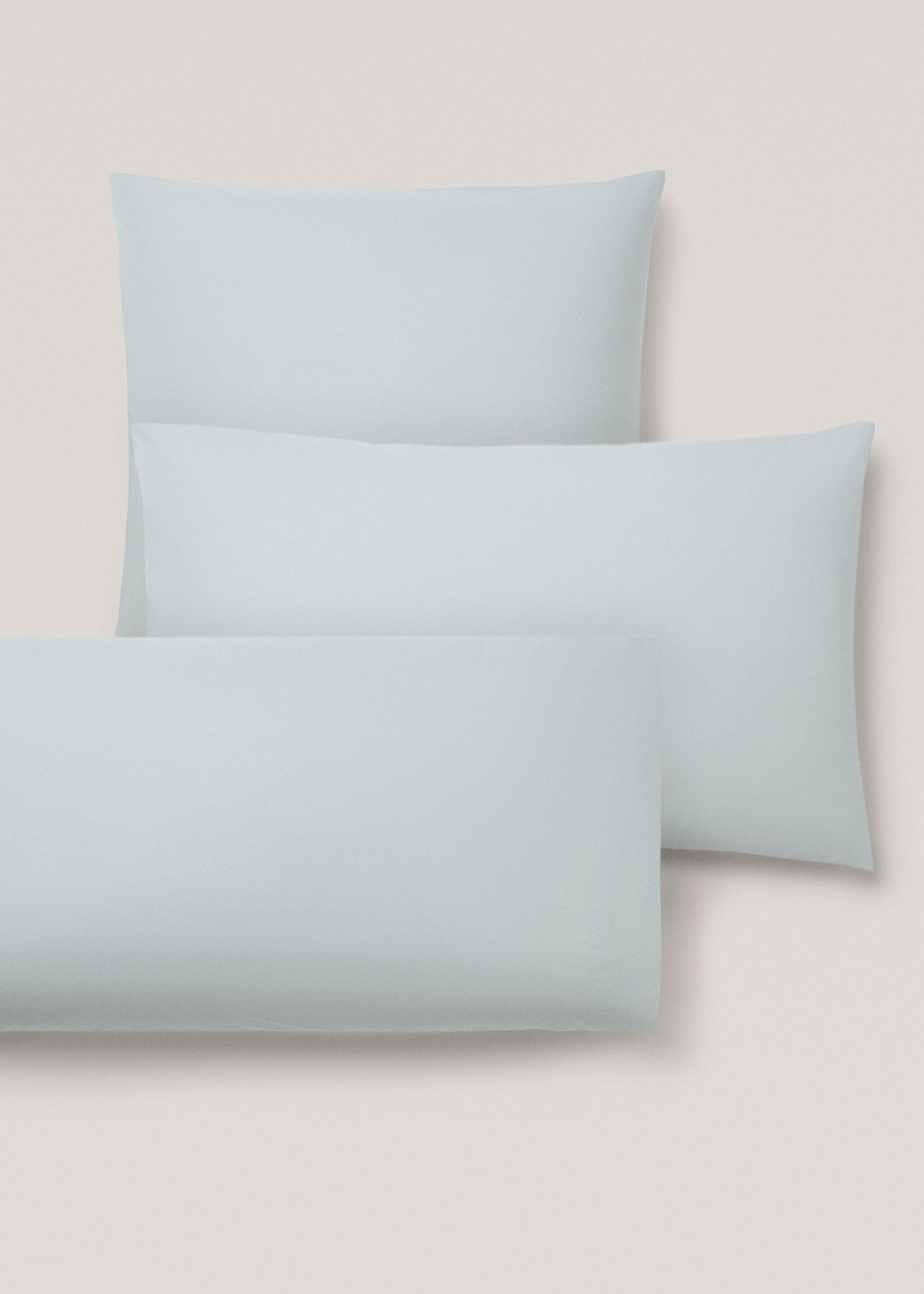 300-thread percale cotton pillowcase  50x75cm - Details of the article 4, Aqua Green. Ref: 77031027-00.