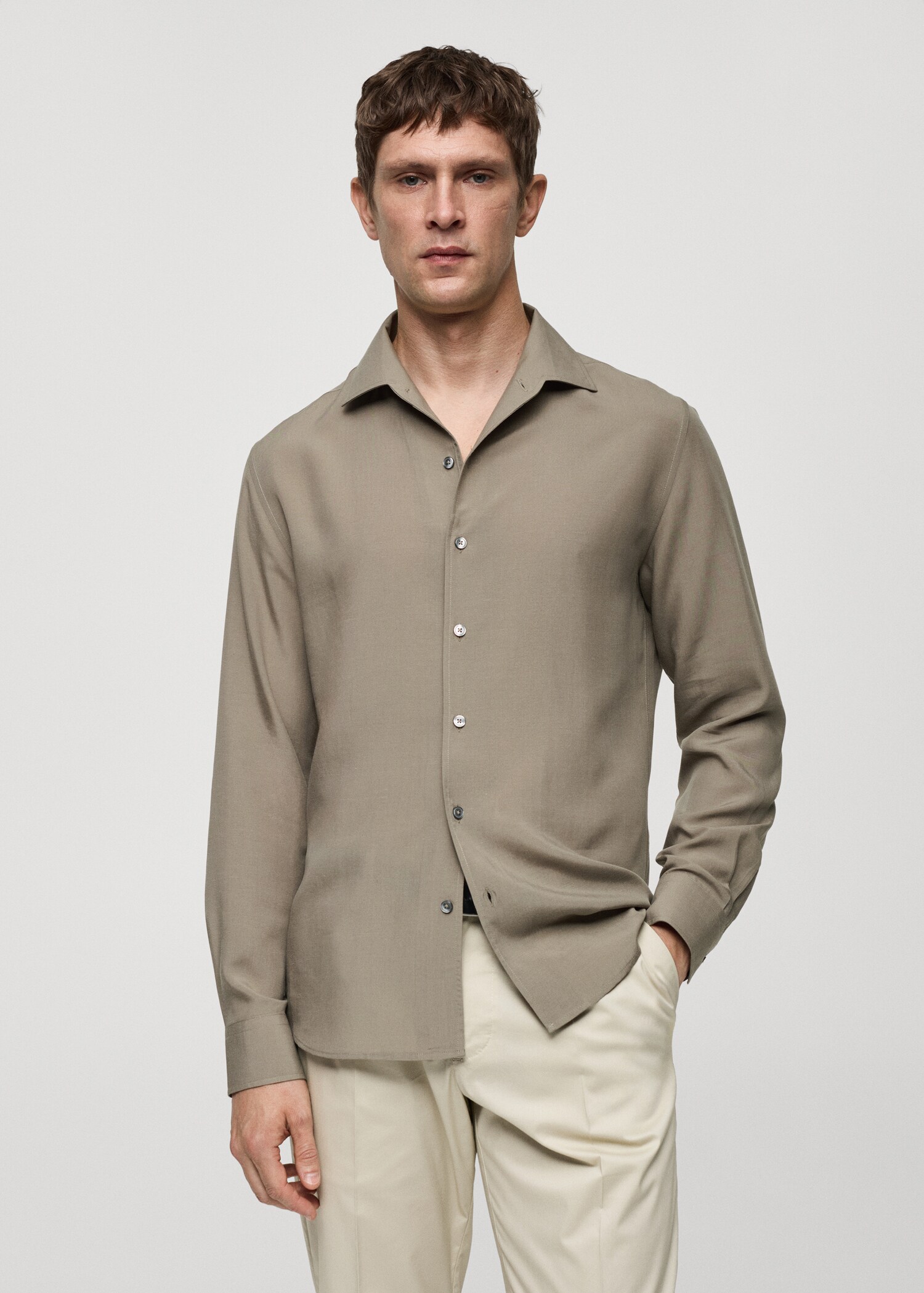 Regular-fit lyocell shirt - Medium plane