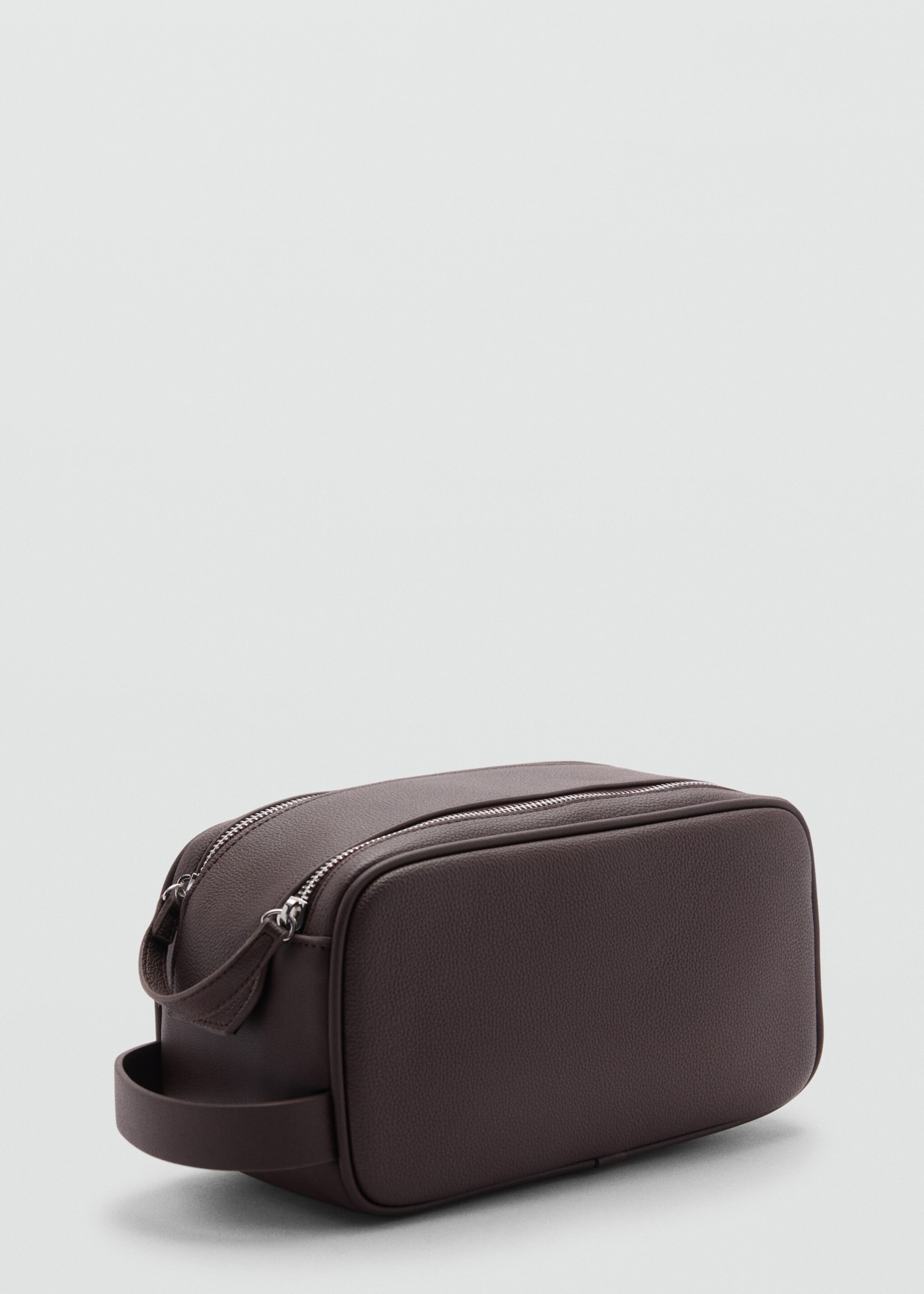 Trousse cuir foulé zip - Plan moyen, Marron. Ref: 77032545-00.