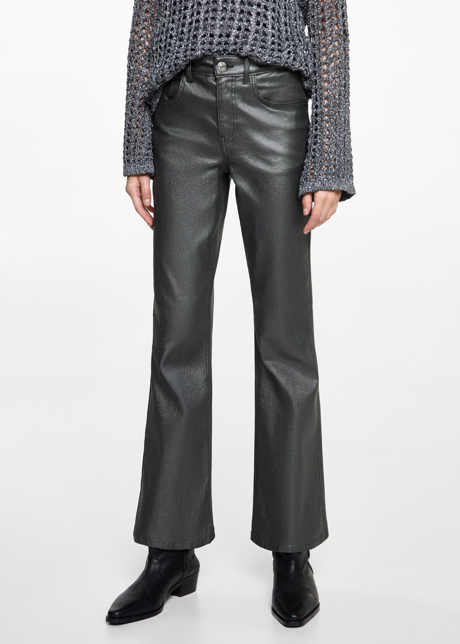 Waxed jeans with metallic effect - Medium plane