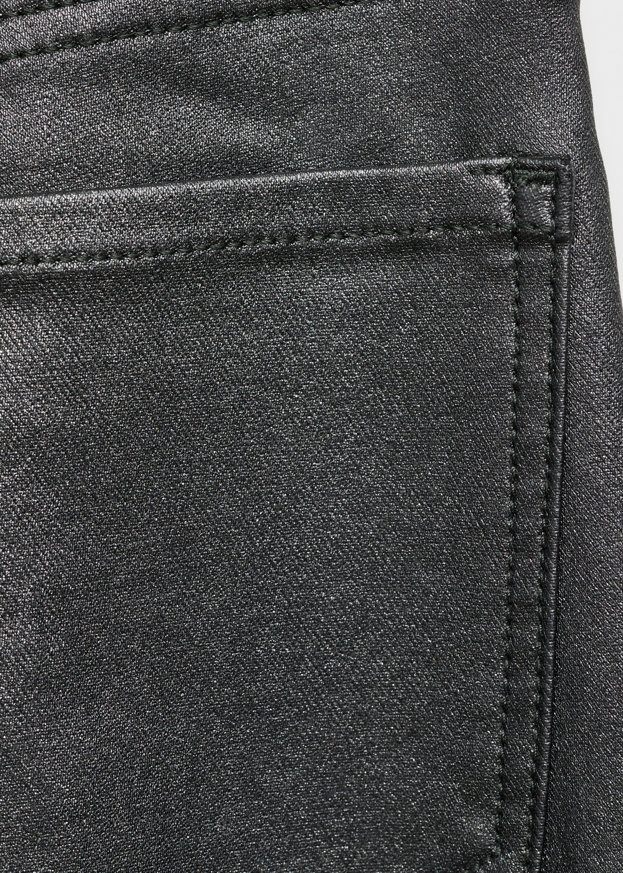 Waxed jeans with metallic effect - Details of the article 0, Grey. Ref: 77032554-00.