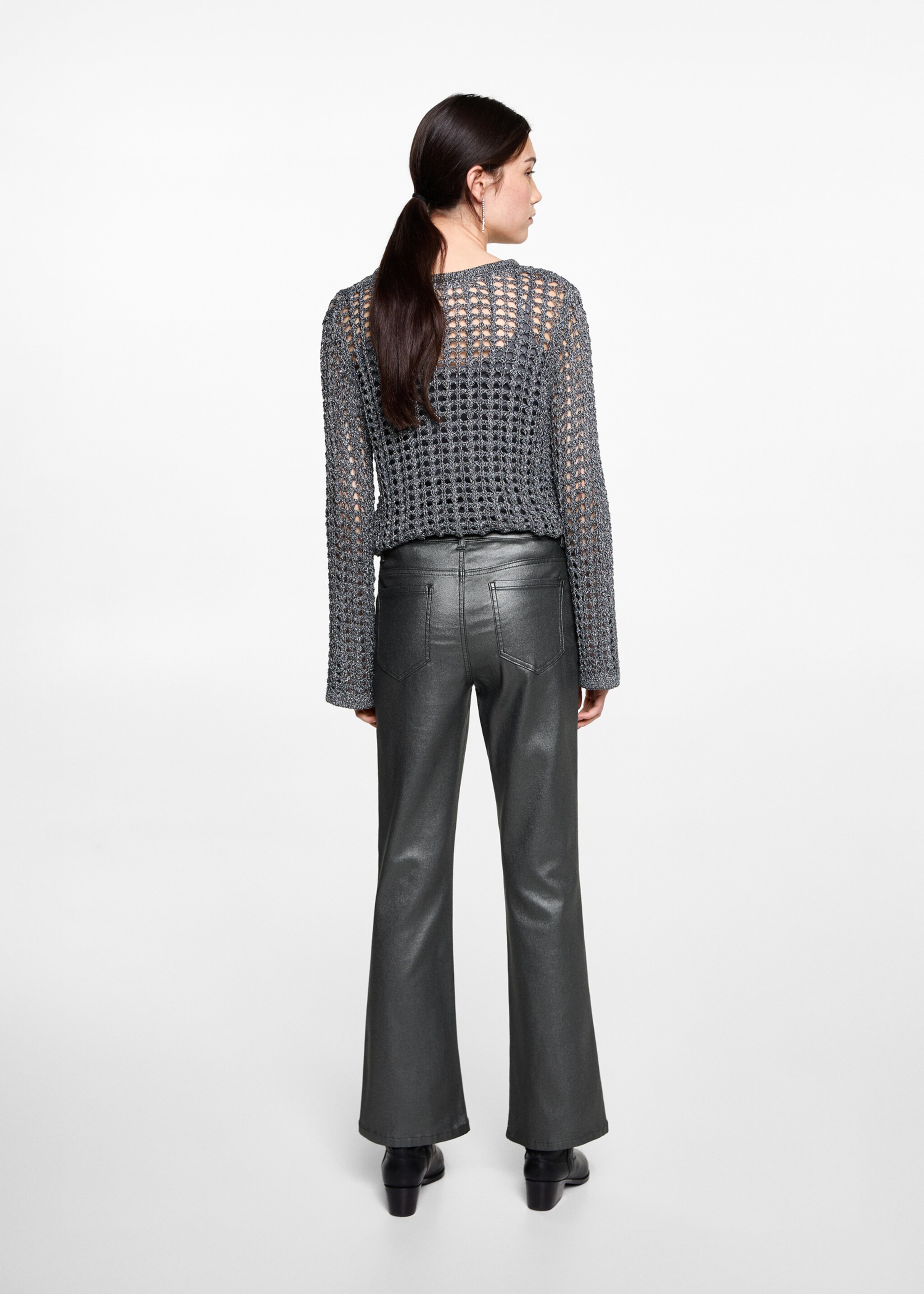 Waxed jeans with metallic effect - Reverse of the article, Grey. Ref: 77032554-00.