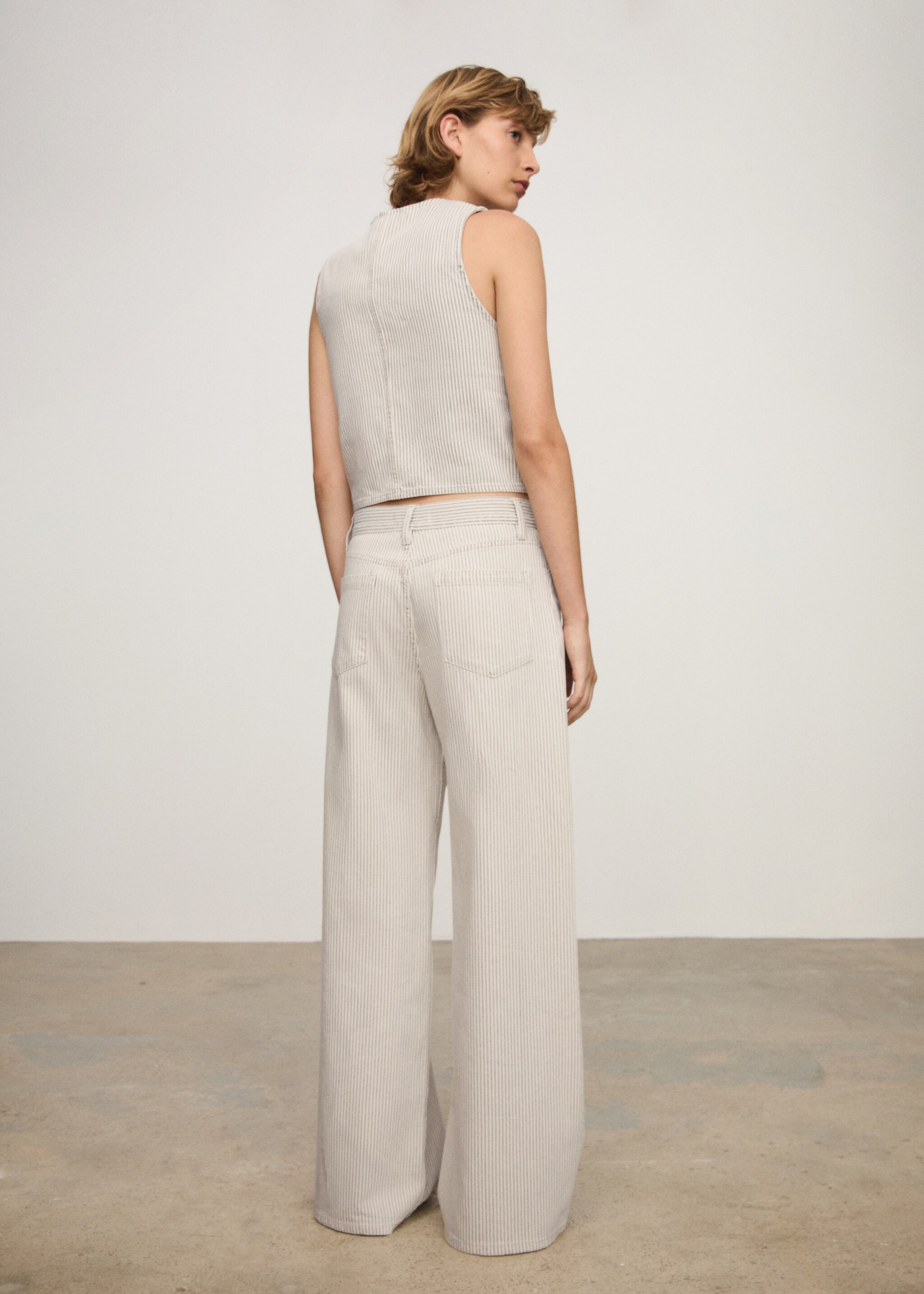 Striped wide leg jeans - Reverse of the article, Beige. Ref: 77032915-00.