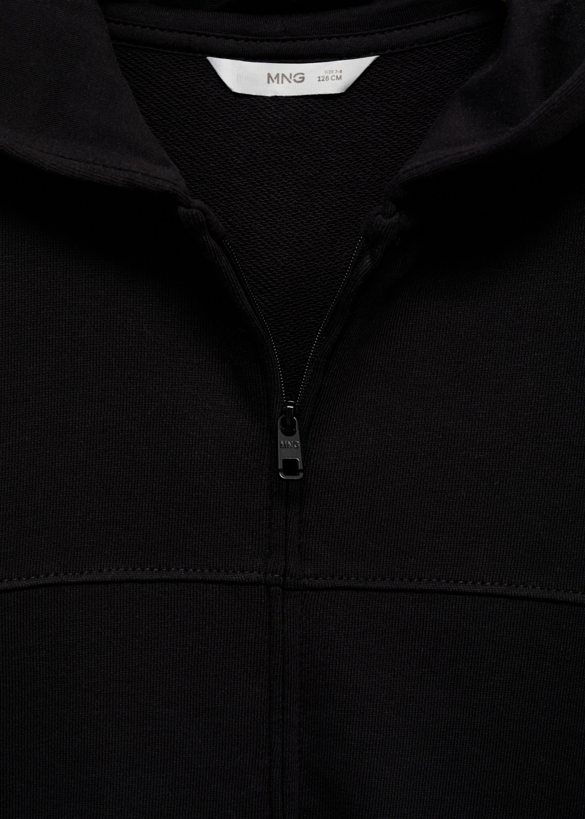 Zipped hoodie - Details of the article 8, Black. Ref: 77032923-00.