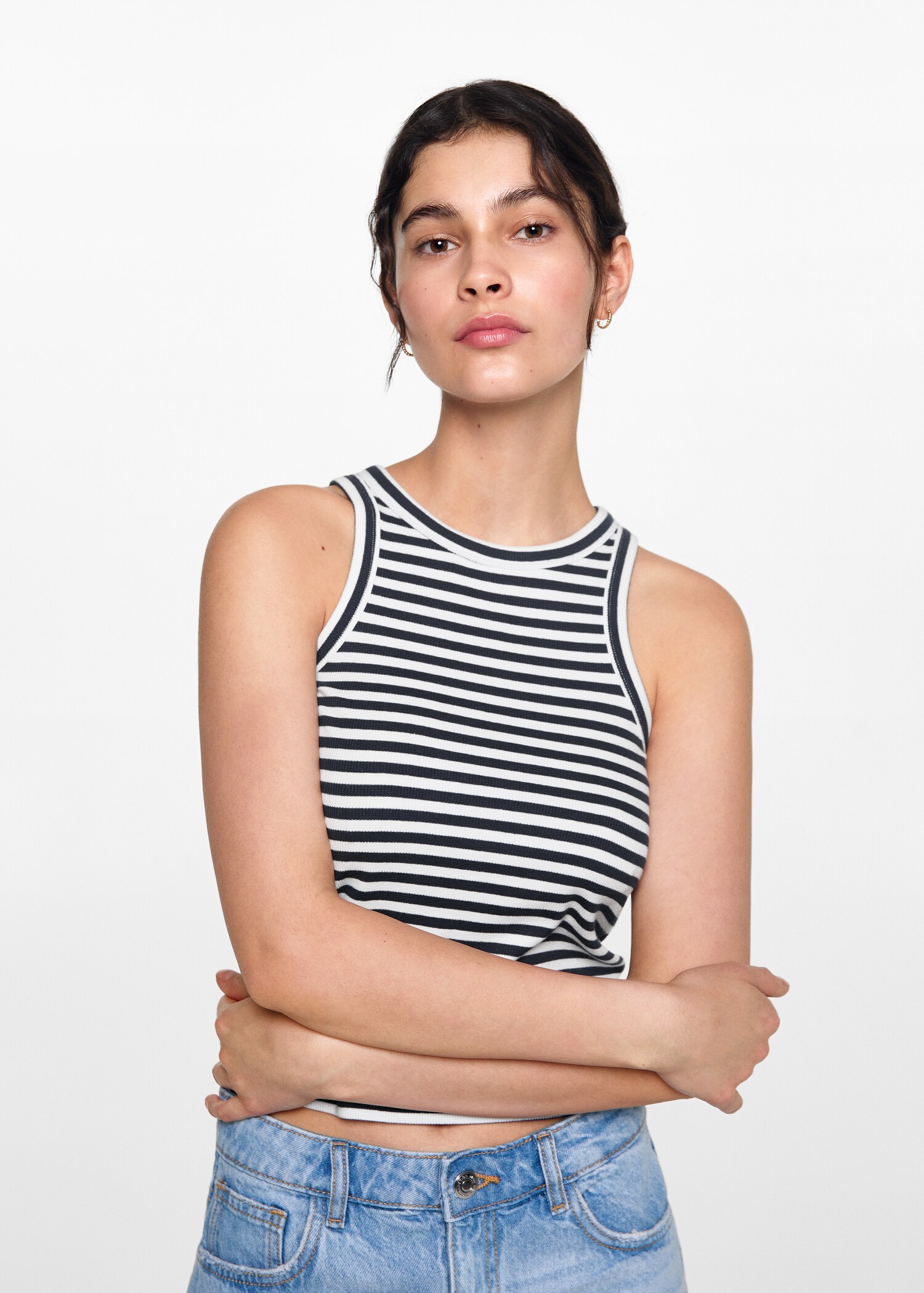 Ribbed cotton-blend top - Medium plane