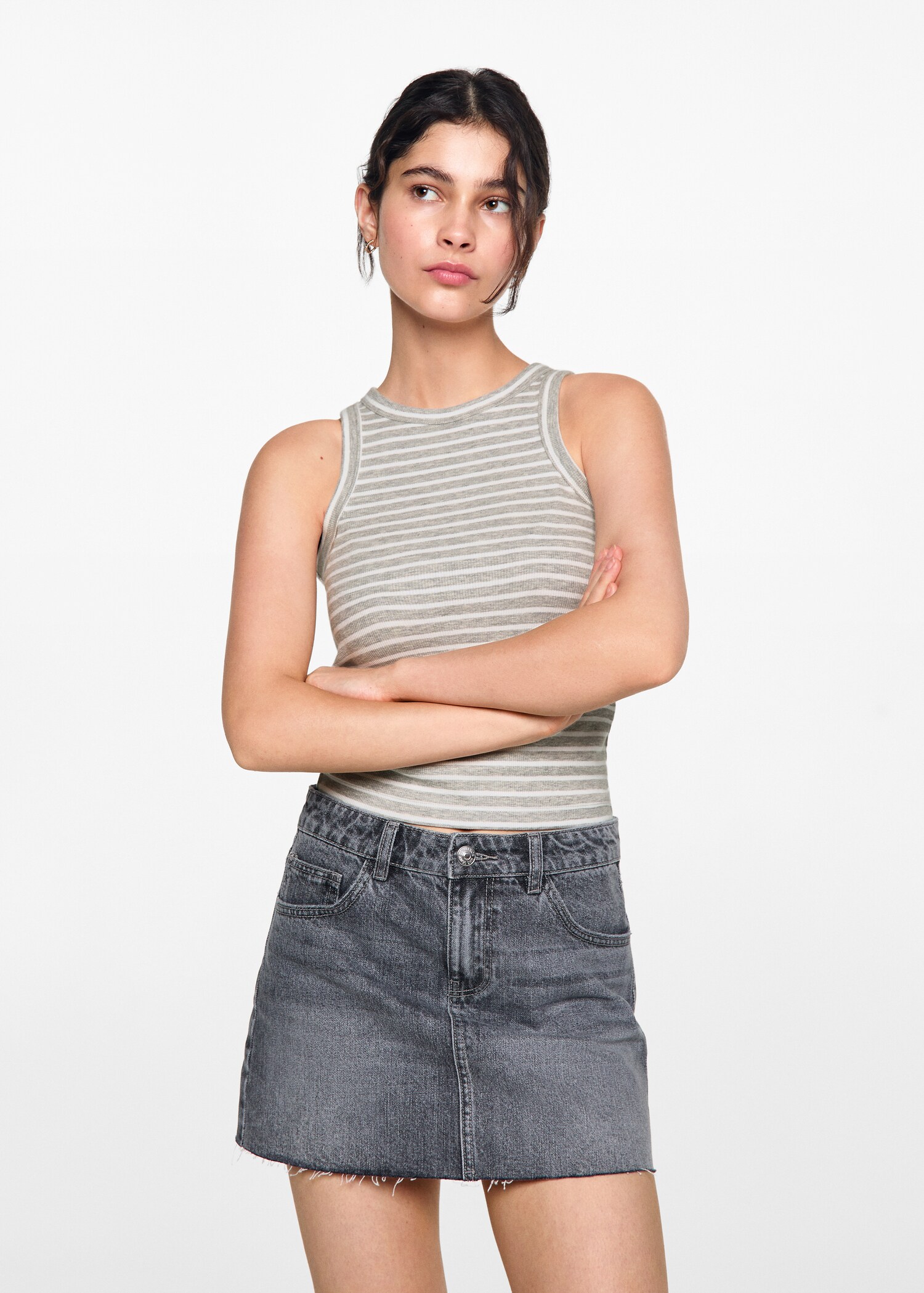 Ribbed cotton-blend top - Medium plane