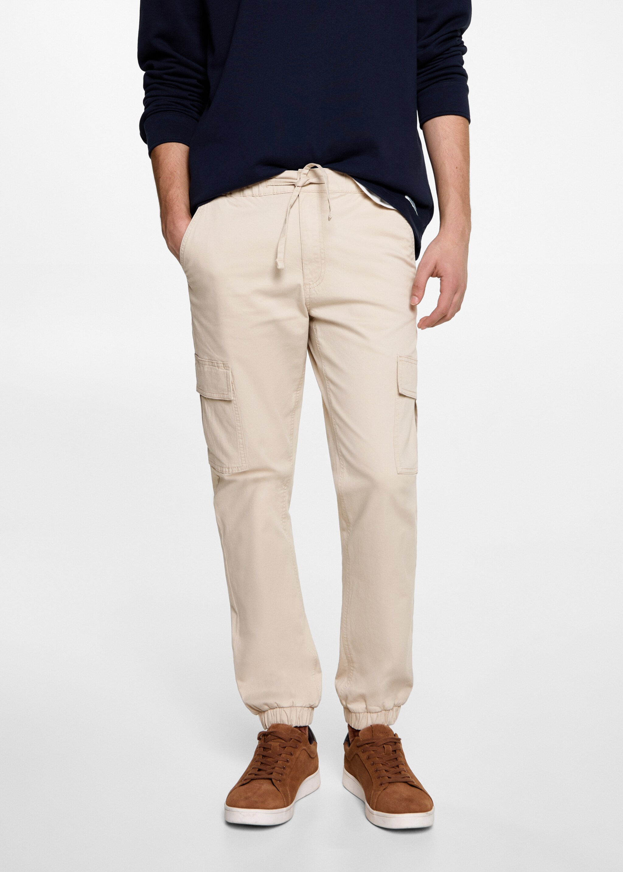 Cargo jogger trousers - Details of the article 6, Beige. Ref: 77032937-00.