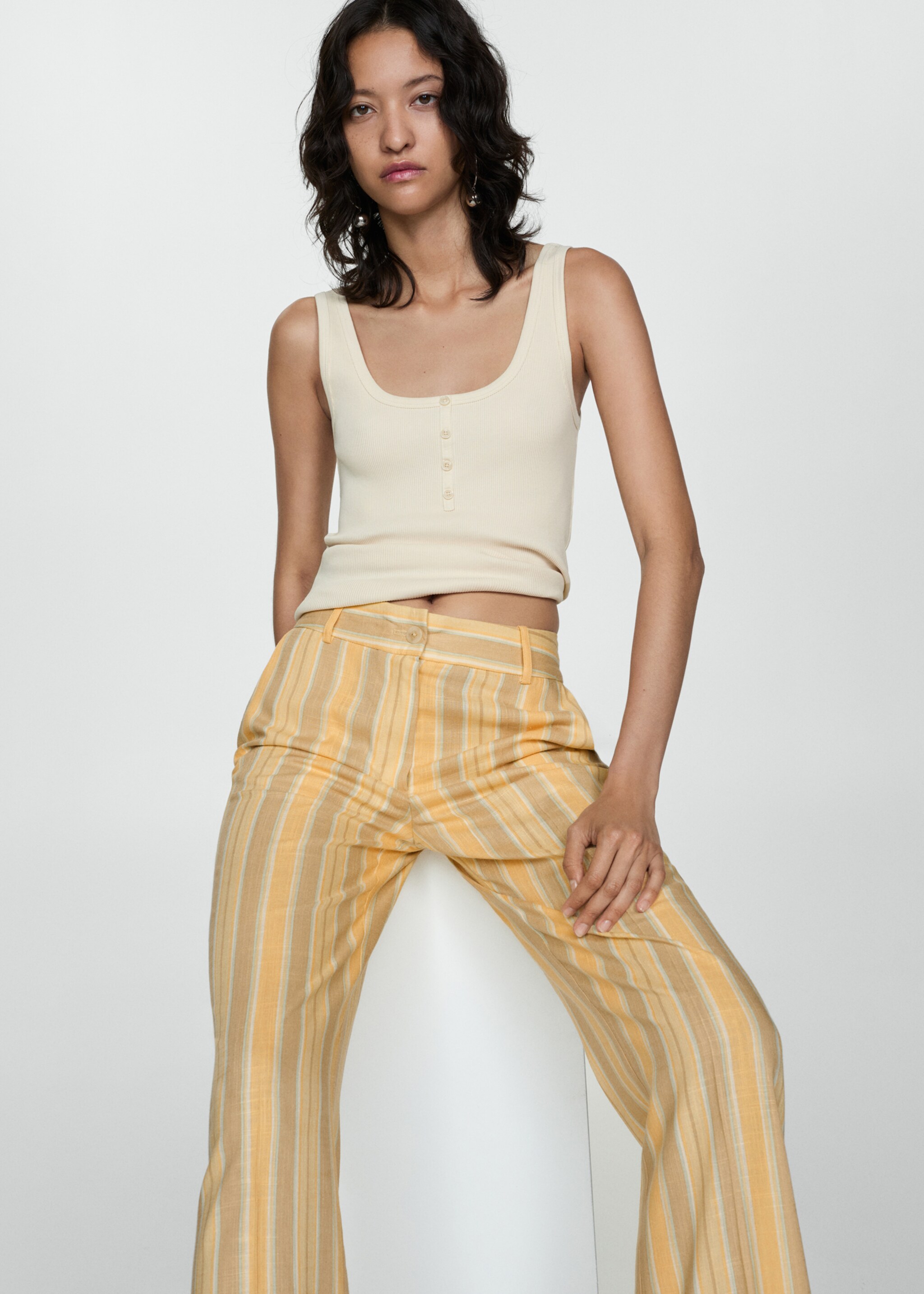 Straight striped trousers - Details of the article 2