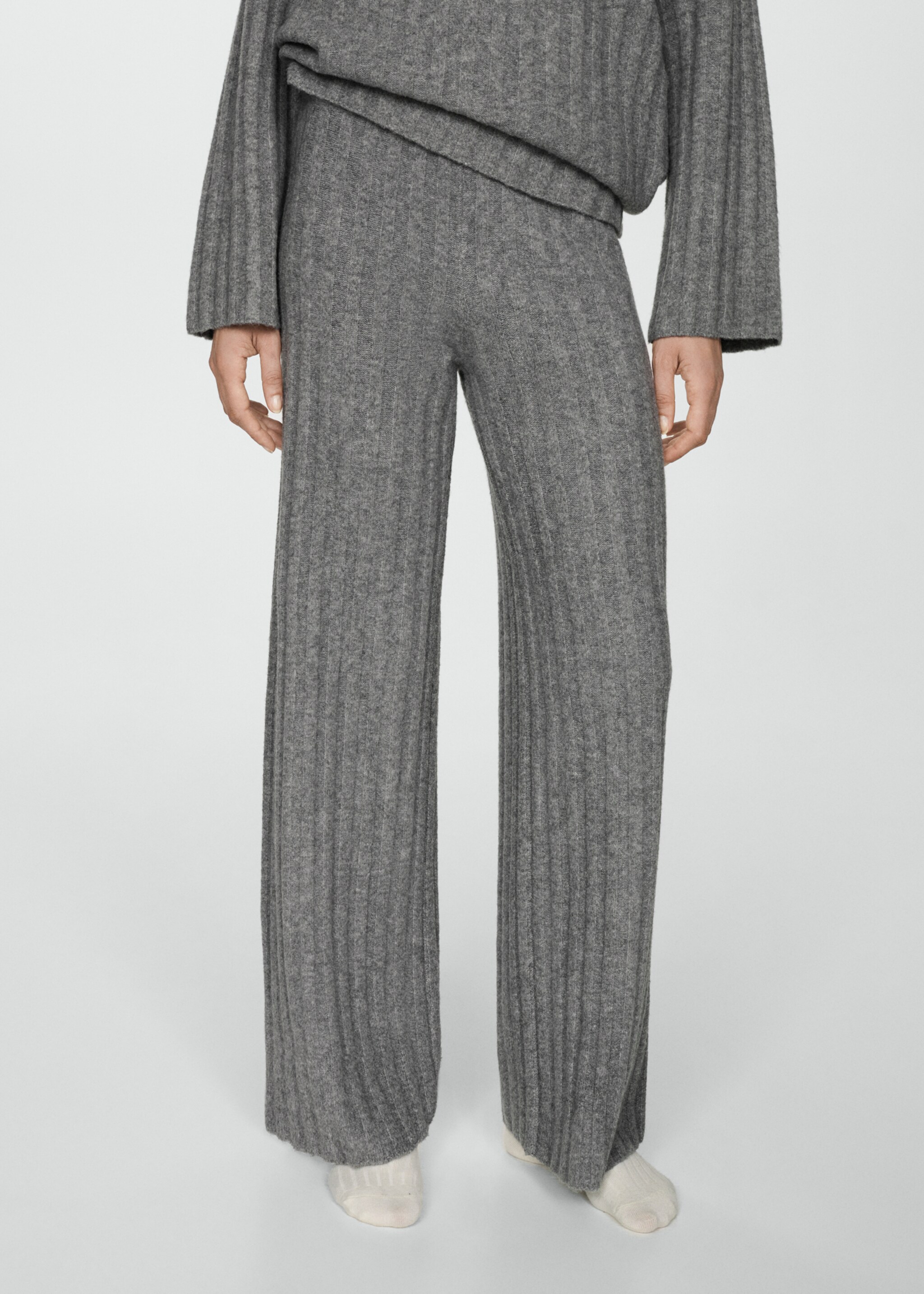 Pantalon droit maille côtelée - Plan moyen
